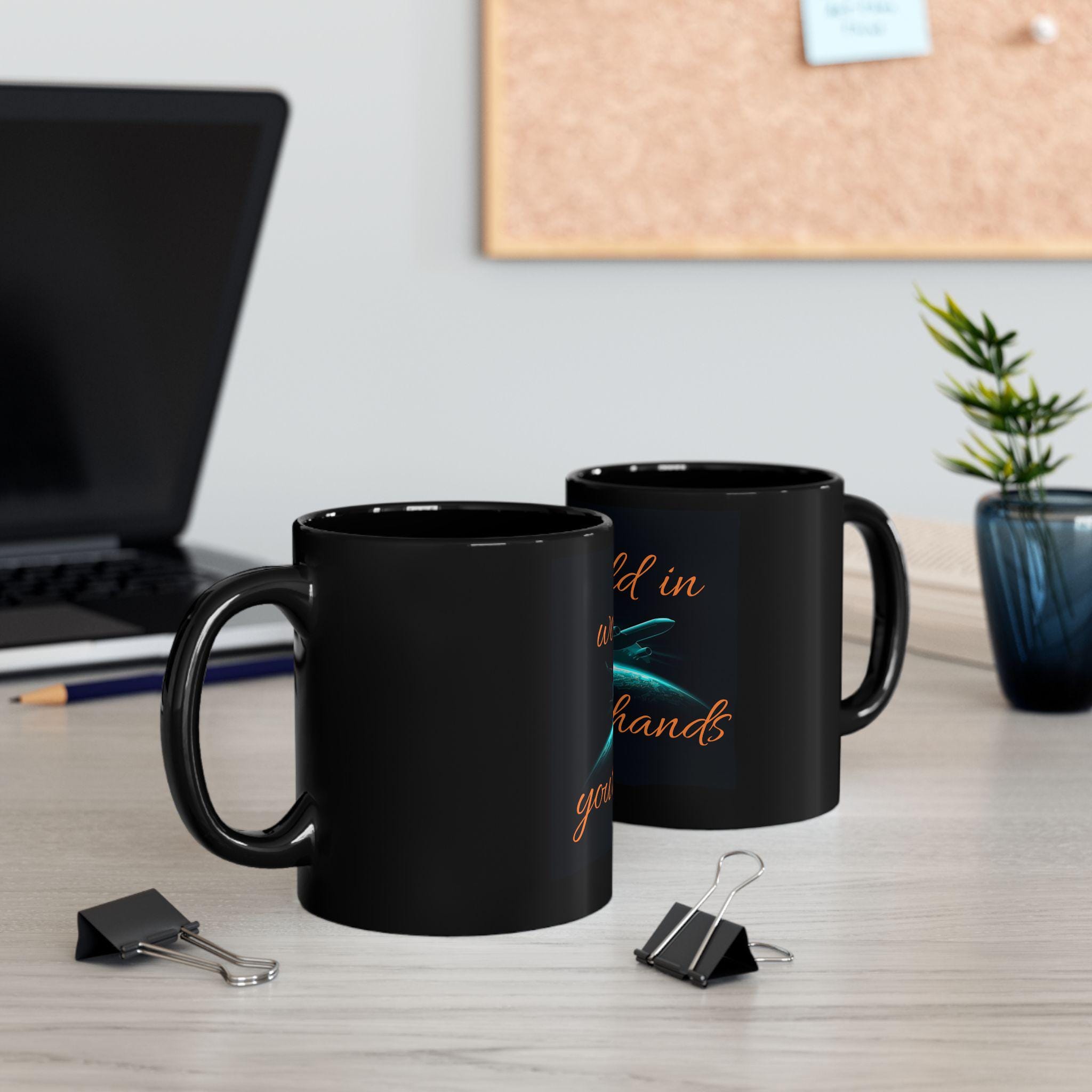 World In Your Hands Coffee Inspirational Mug: Airplane Globe Ceramic Cup