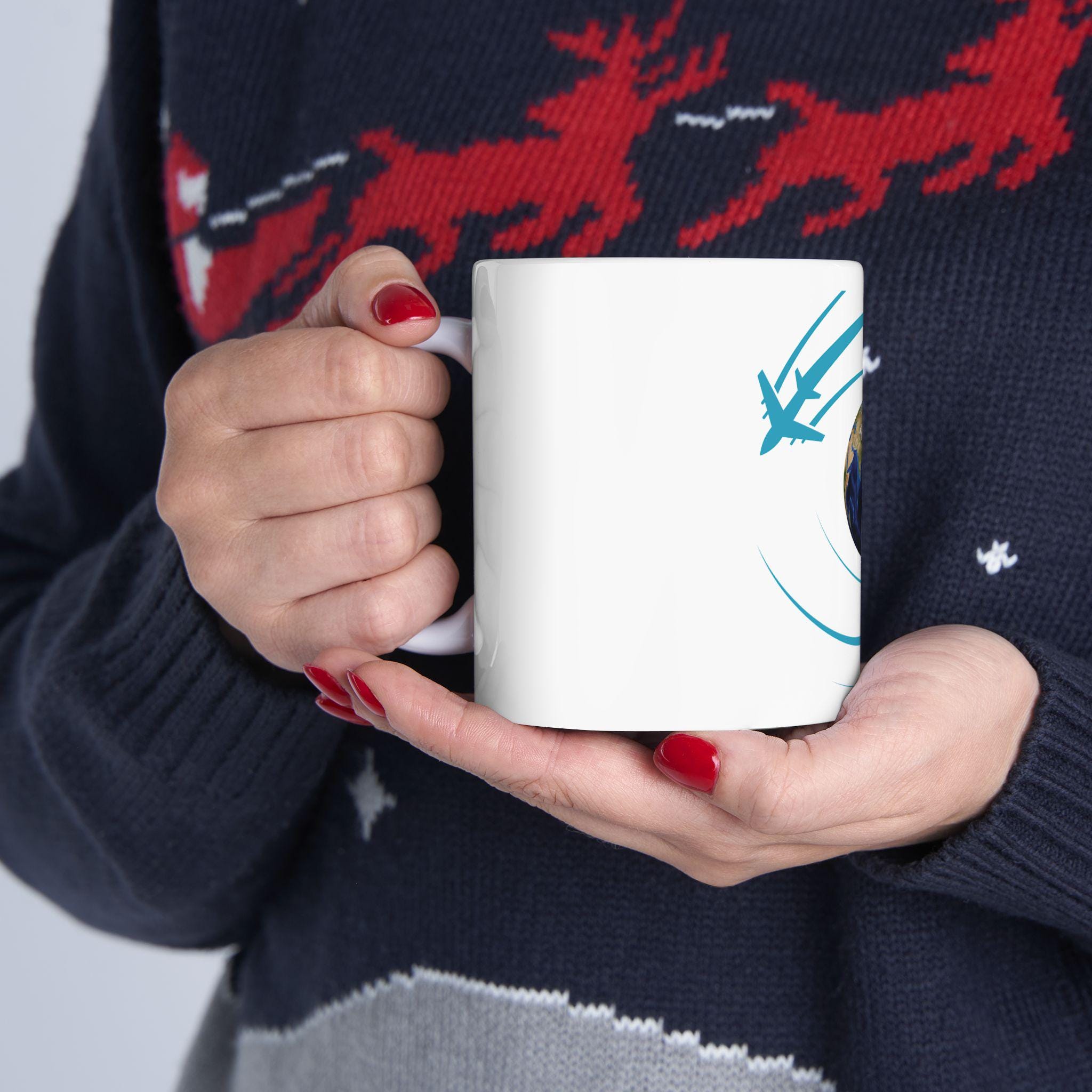 Globe Trotter Ceramic Airplane Coffee Mug: Travel Lover Gift
