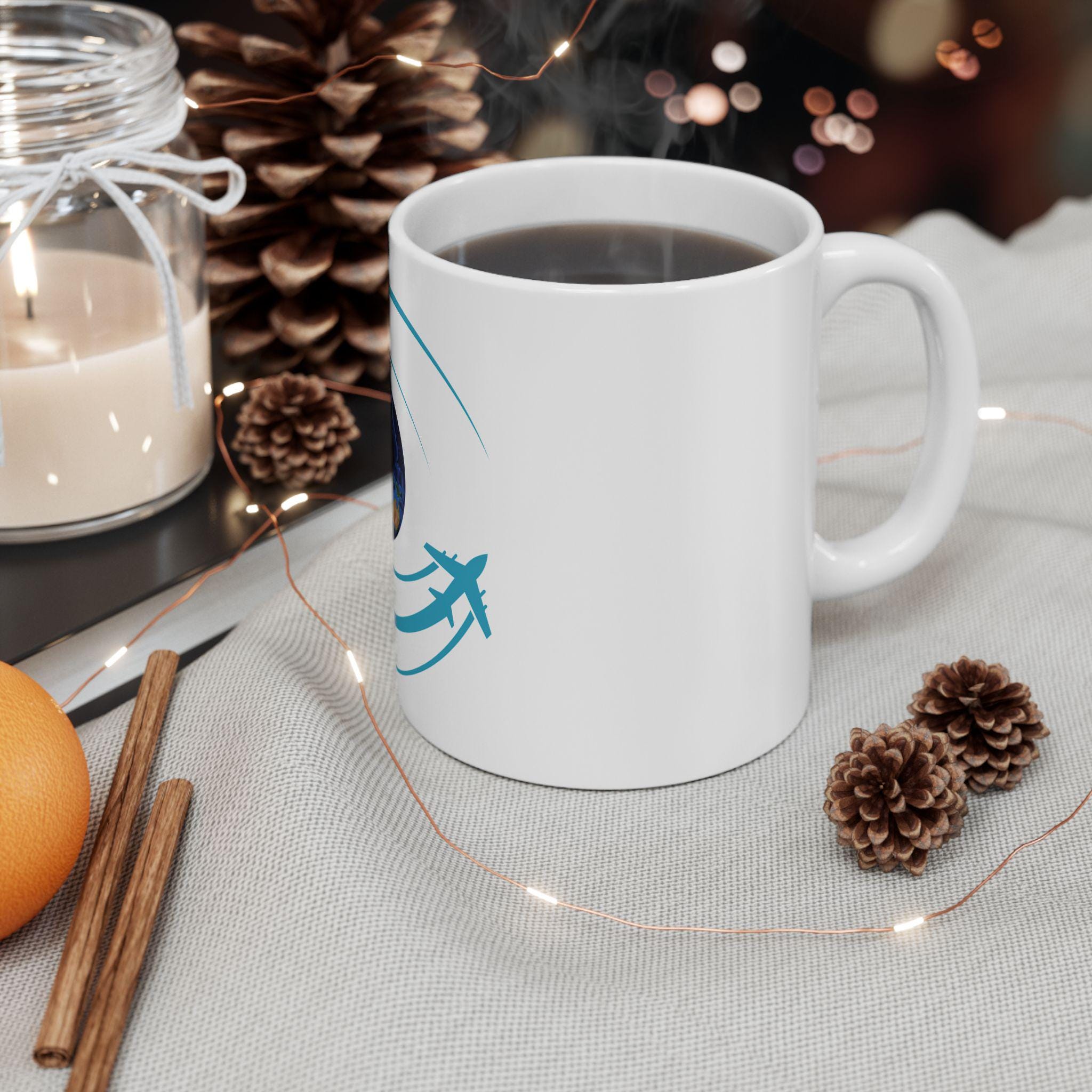 Globe Trotter Ceramic Airplane Coffee Mug: Travel Lover Gift