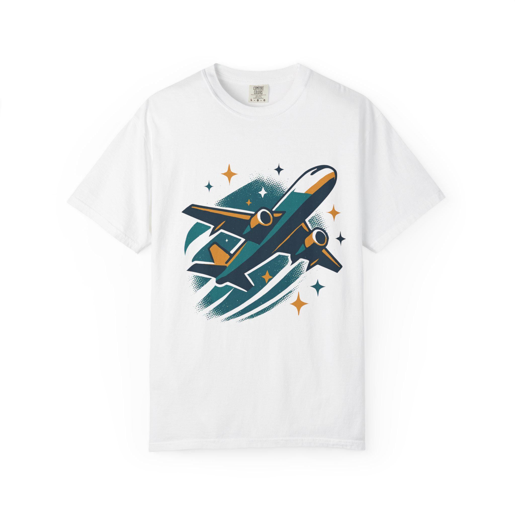 Cotton Airplane Graphic Tee: Aviation Themed Gift for Pilots