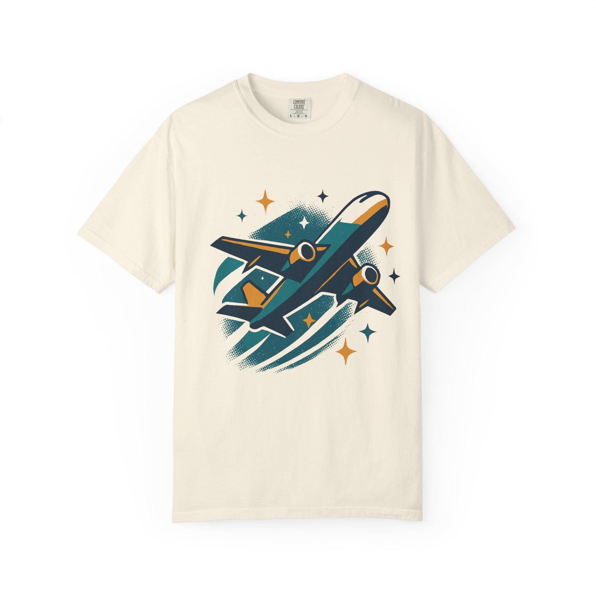 Cotton Airplane Graphic Tee: Aviation Themed Gift for Pilots