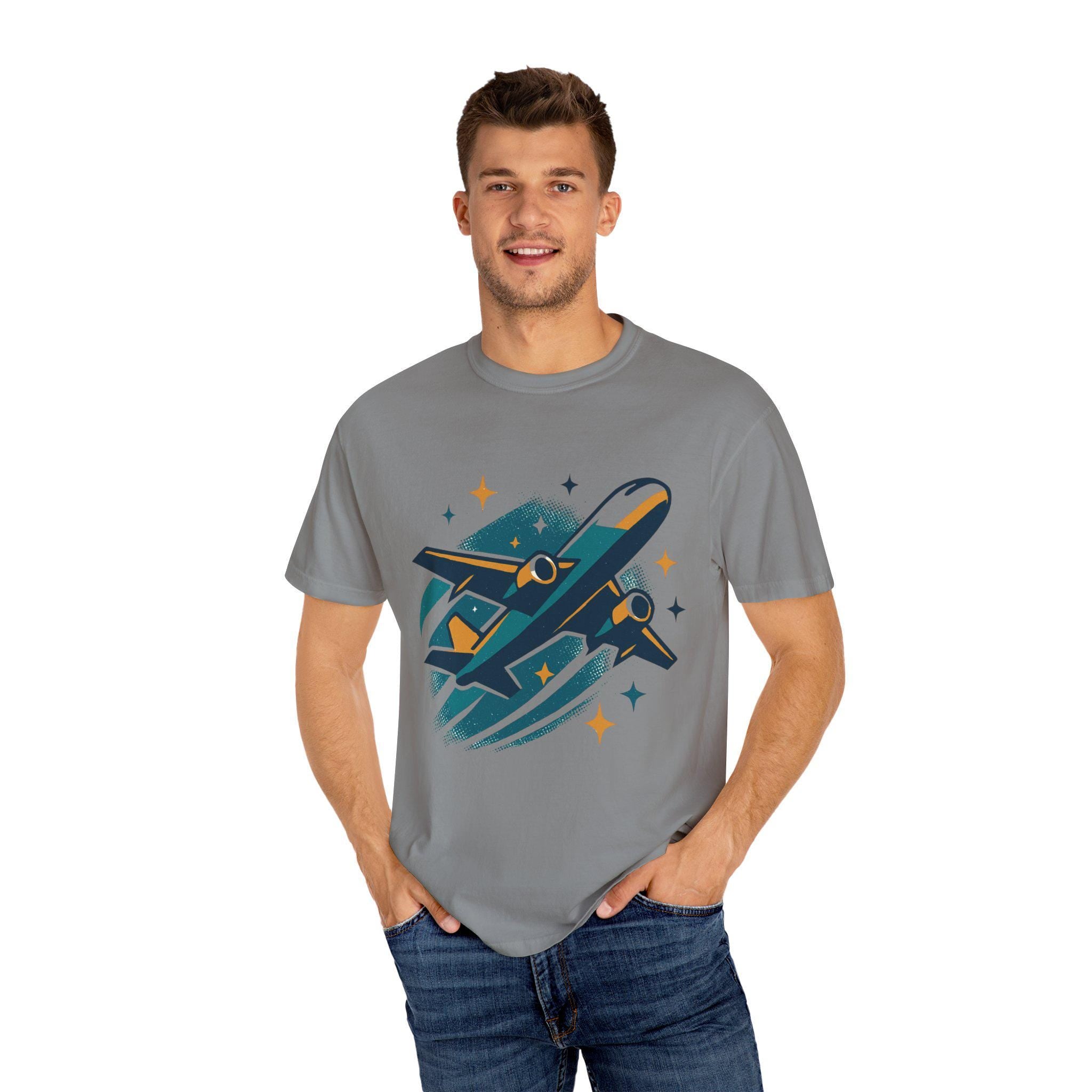 Cotton Airplane Graphic Tee: Aviation Themed Gift for Pilots