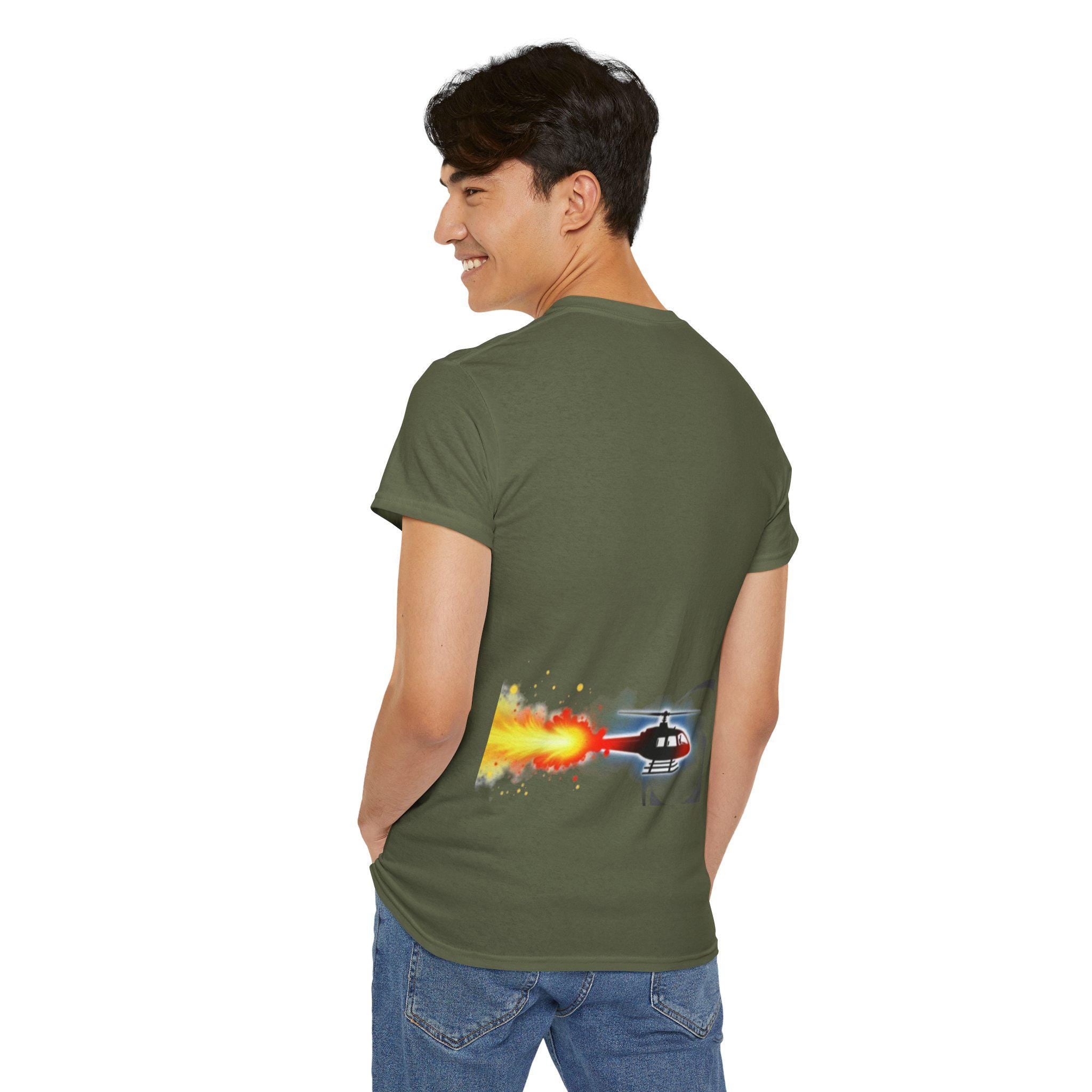 Cotton Helicopter Graphic T-Shirt Unisex Casual wear