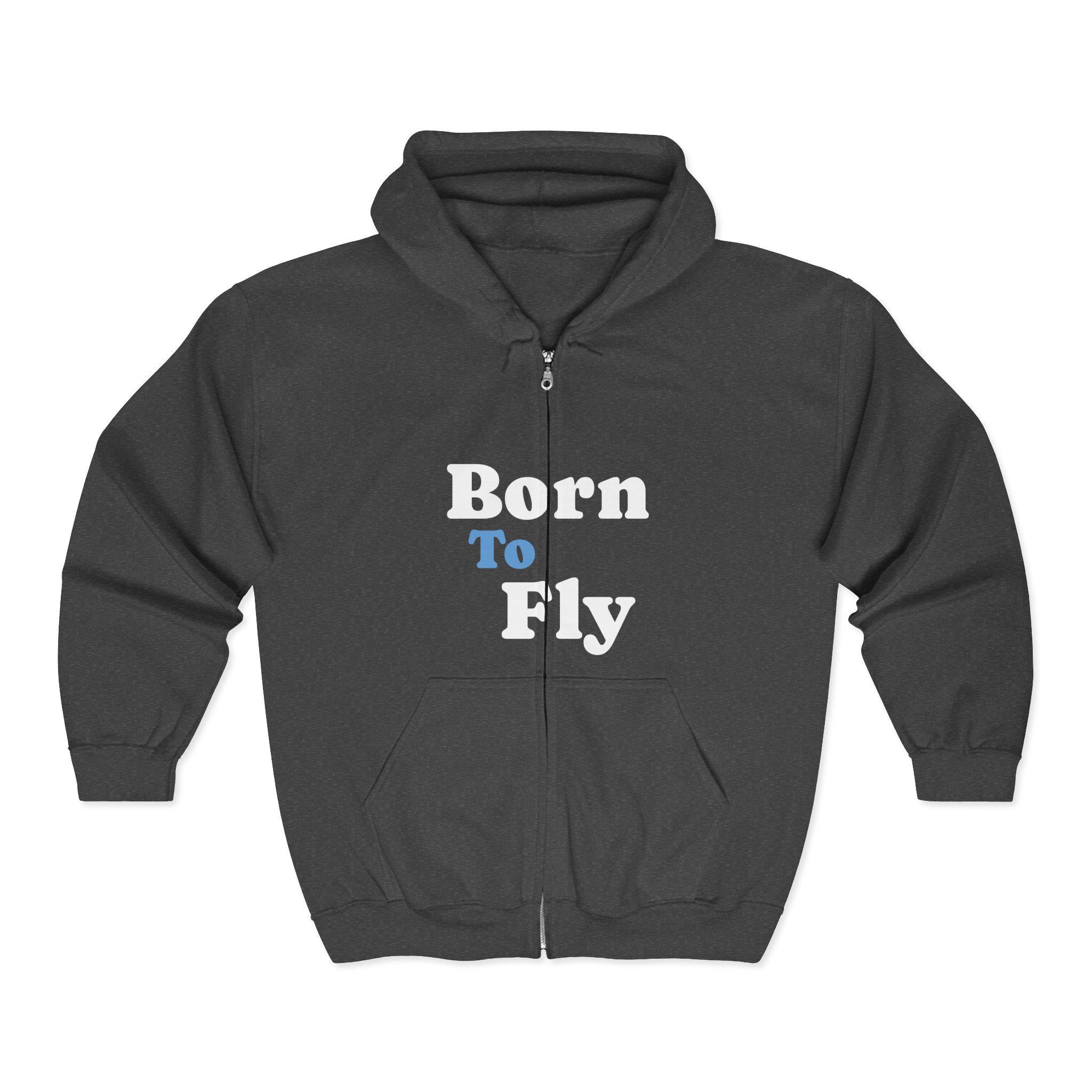 Cotton Born to Fly Hooded Sweatshirt Everyday Fashion for Aviation Lovers