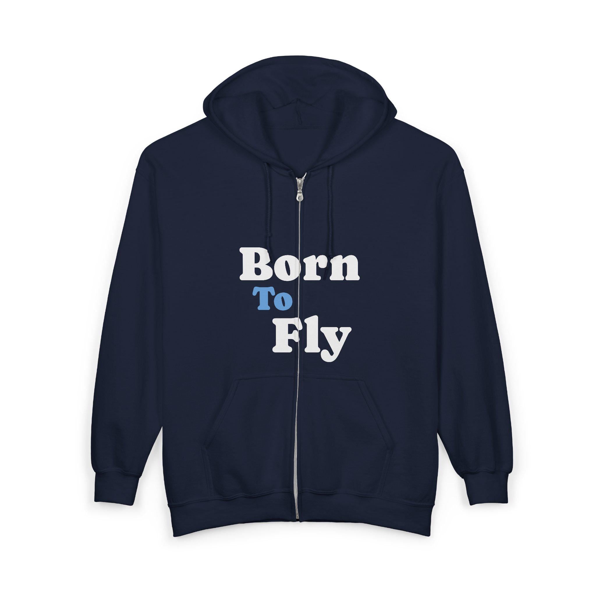 Cotton Born to Fly Hooded Sweatshirt Everyday Fashion for Aviation Lovers