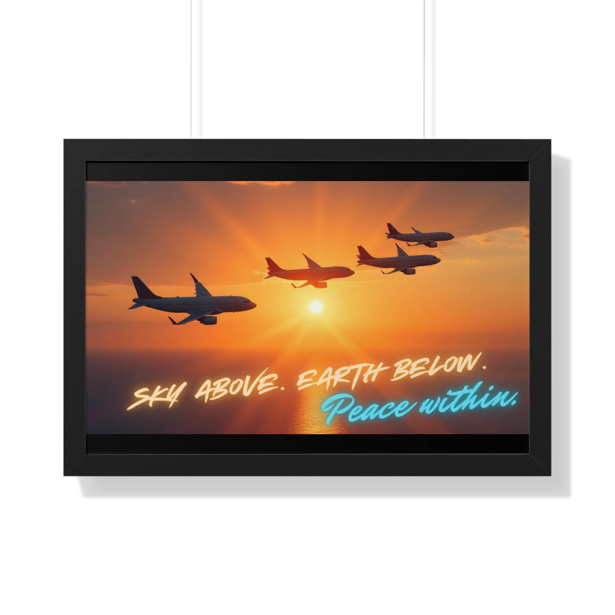 Aviation Decor Framed Horizontal Poster - Tranquil Airplane Art for Home, Motivational Print