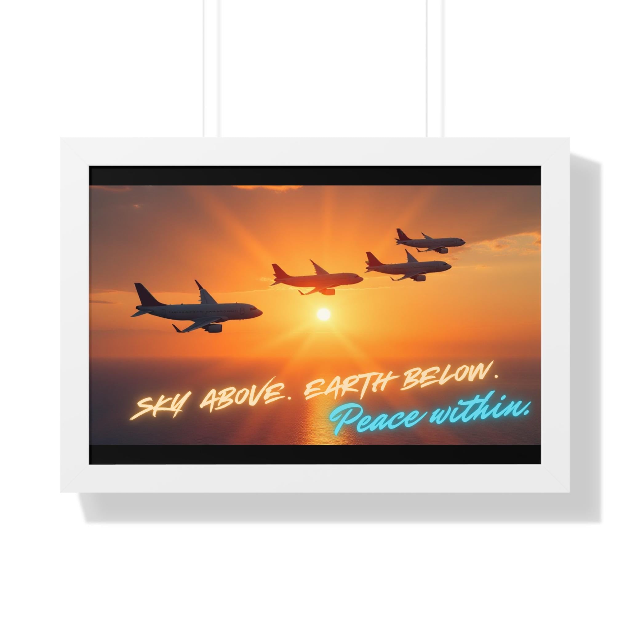 Aviation Decor Framed Horizontal Poster - Tranquil Airplane Art for Home, Motivational Print