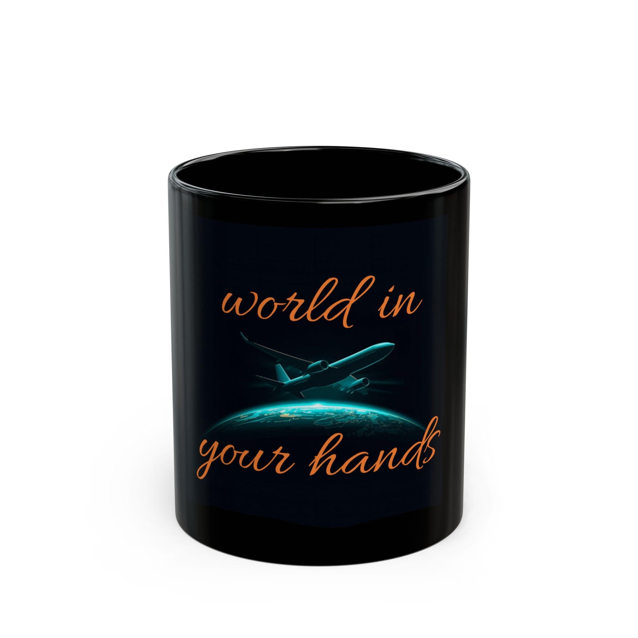 World In Your Hands Coffee Inspirational Mug: Airplane Globe Ceramic Cup