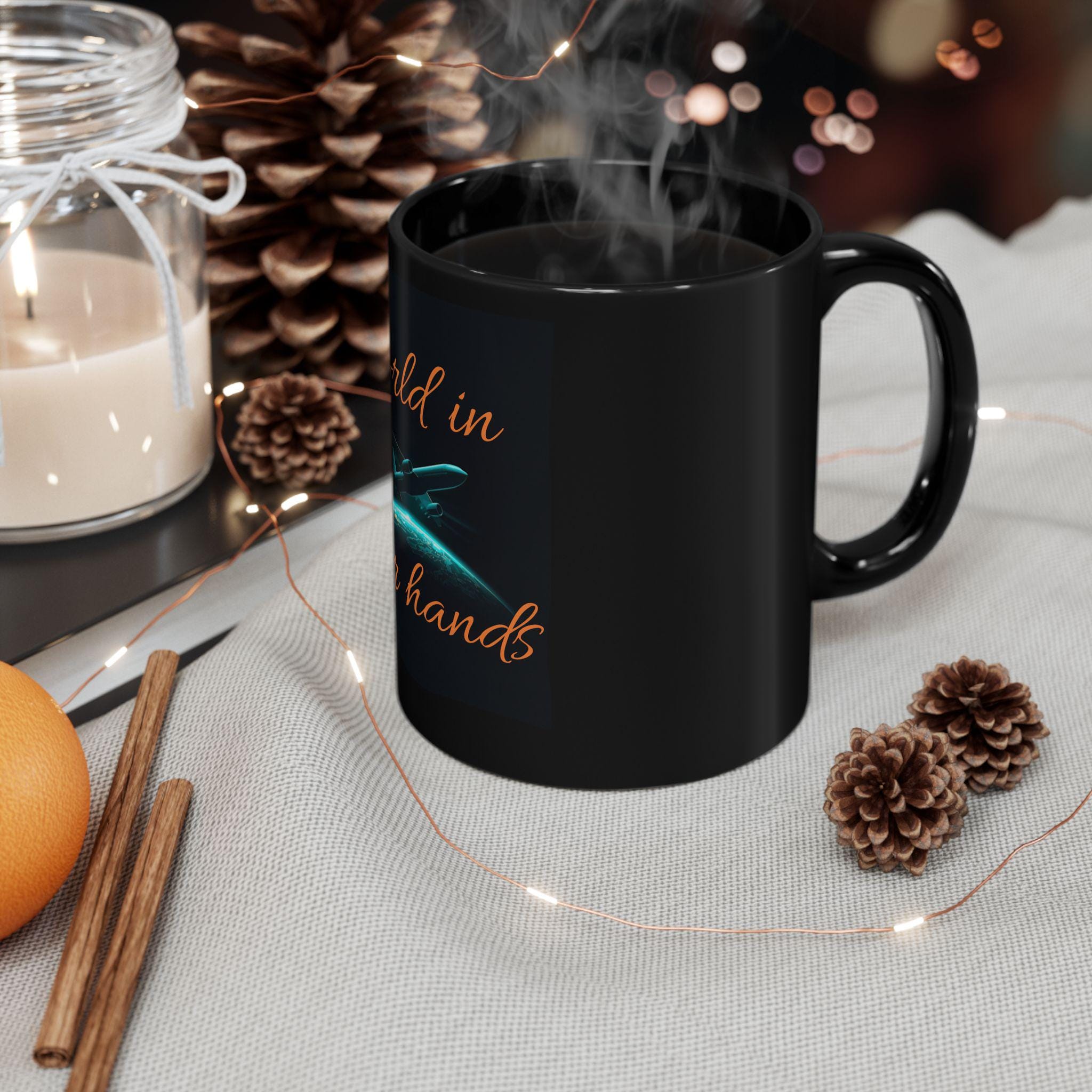 World In Your Hands Coffee Inspirational Mug: Airplane Globe Ceramic Cup