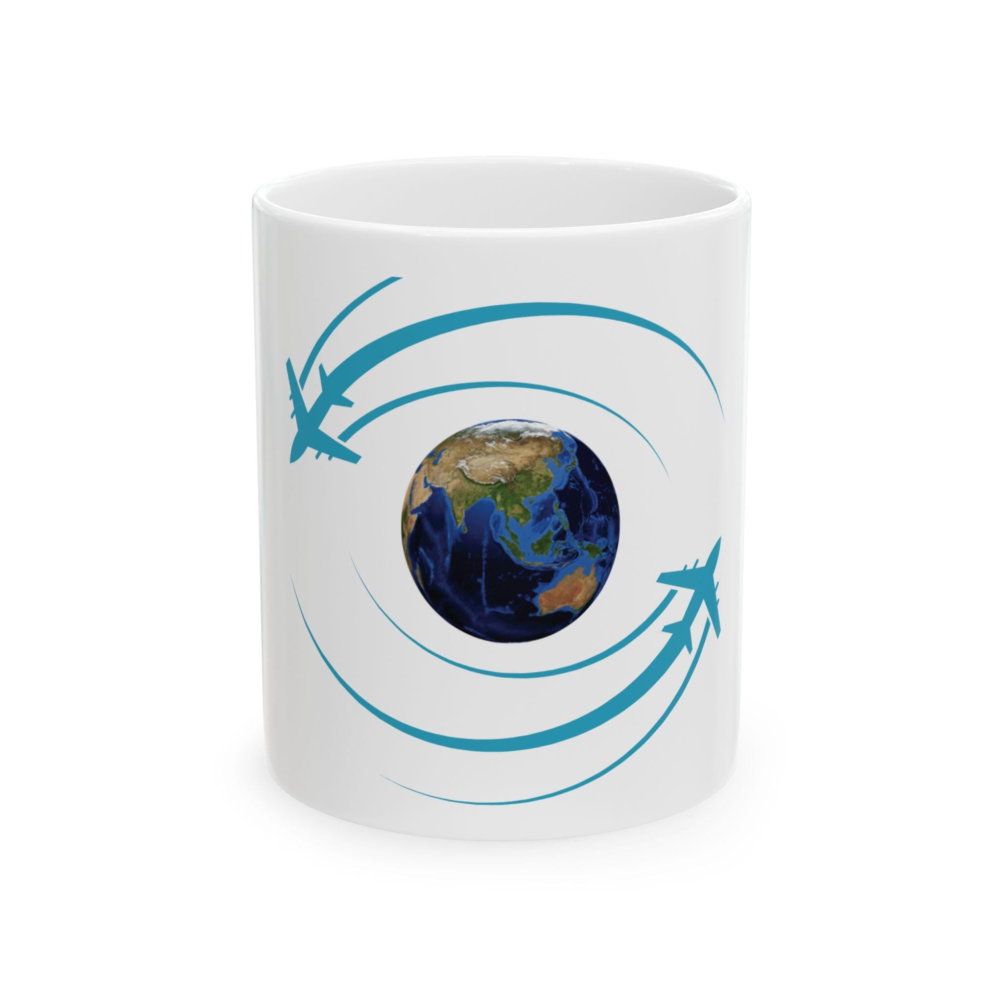 Globe Trotter Ceramic Airplane Coffee Mug: Travel Lover Gift