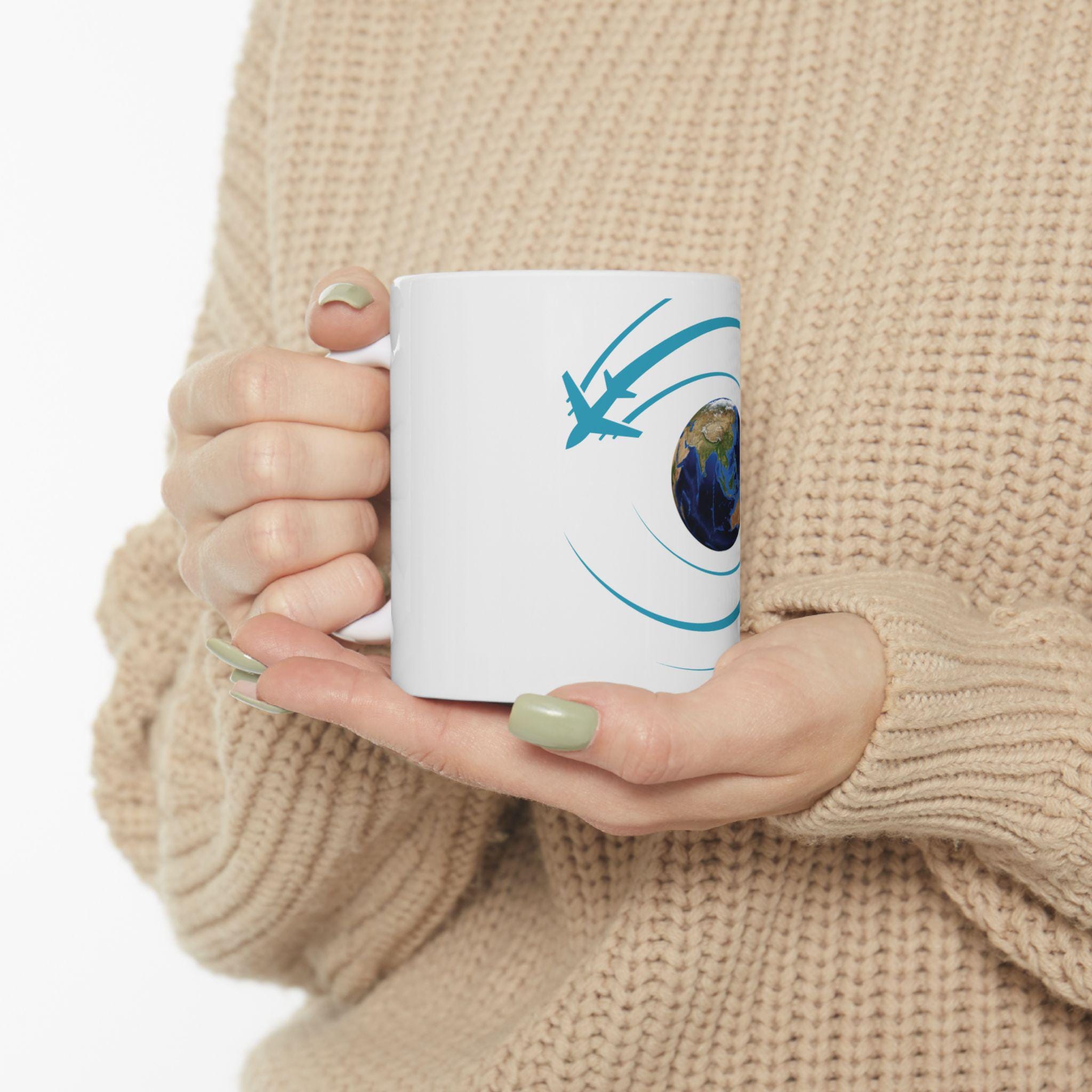 Globe Trotter Ceramic Airplane Coffee Mug: Travel Lover Gift