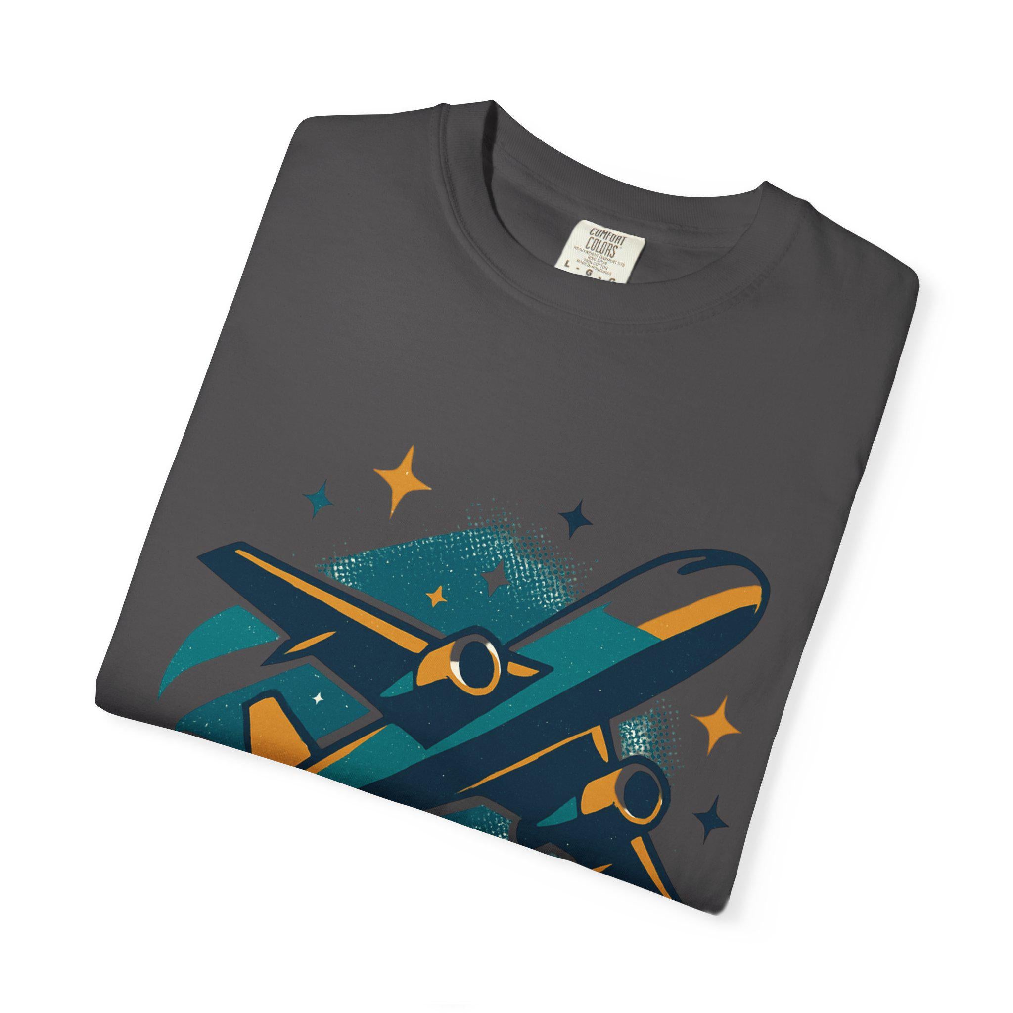 Cotton Airplane Graphic Tee: Aviation Themed Gift for Pilots