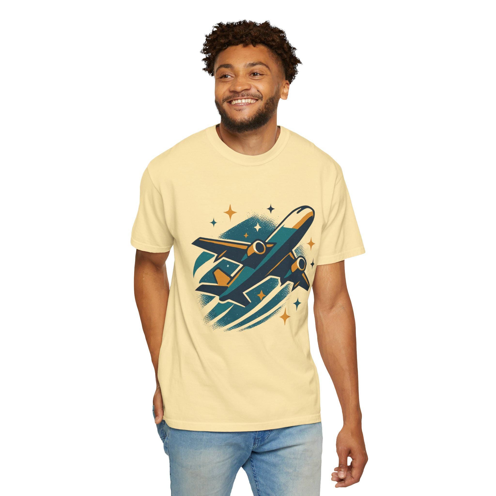 Cotton Airplane Graphic Tee: Aviation Themed Gift for Pilots