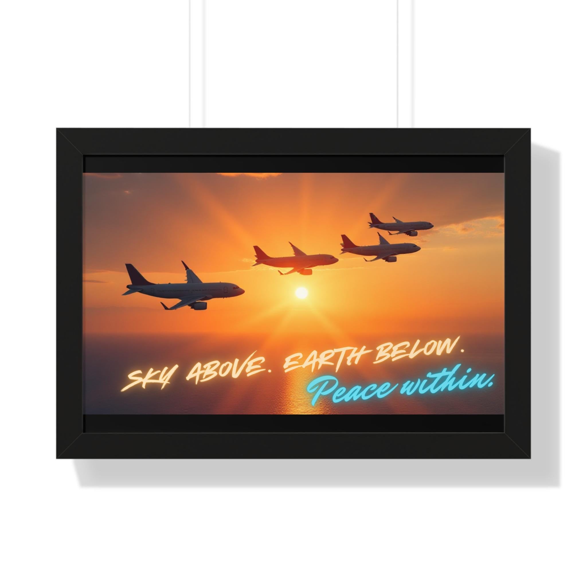 Aviation Decor Framed Horizontal Poster - Tranquil Airplane Art for Home, Motivational Print