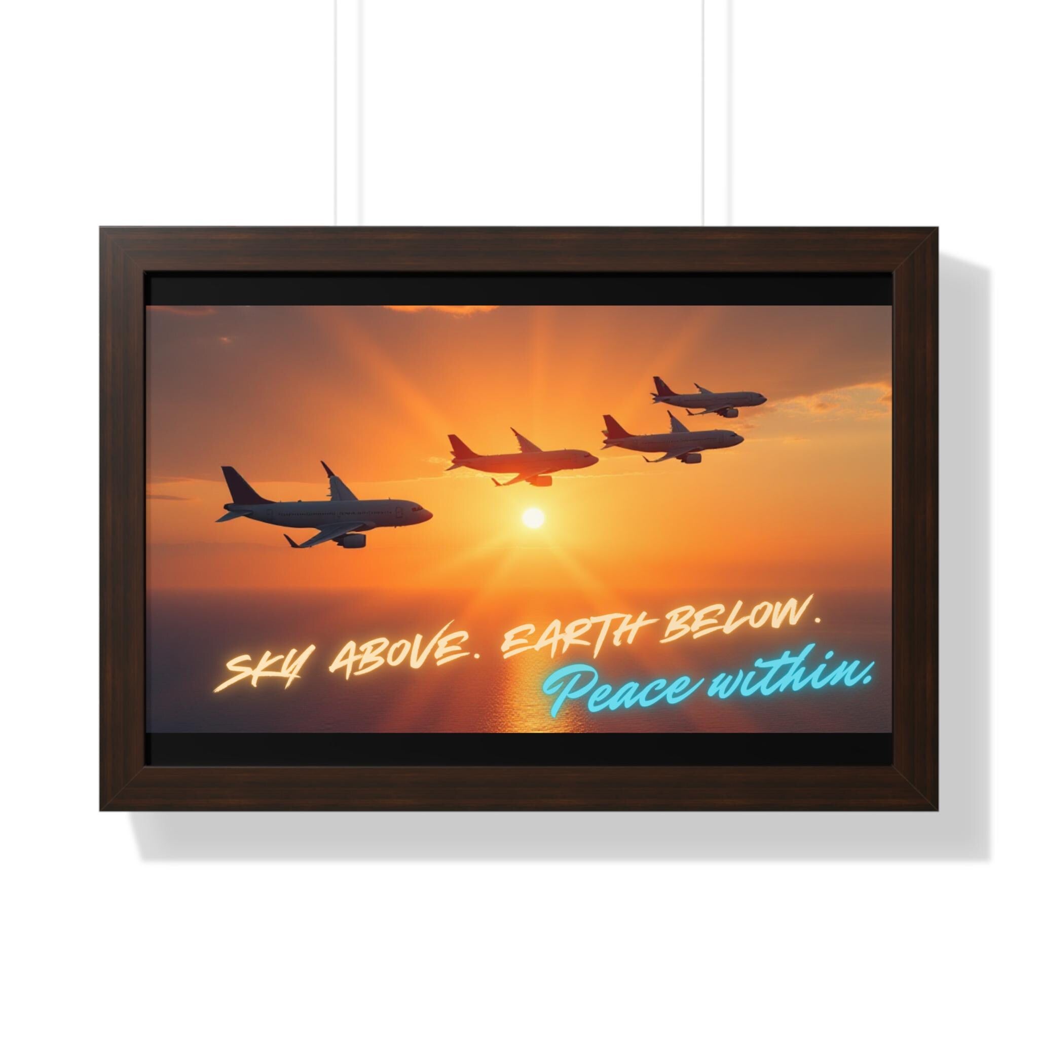 Aviation Decor Framed Horizontal Poster - Tranquil Airplane Art for Home, Motivational Print