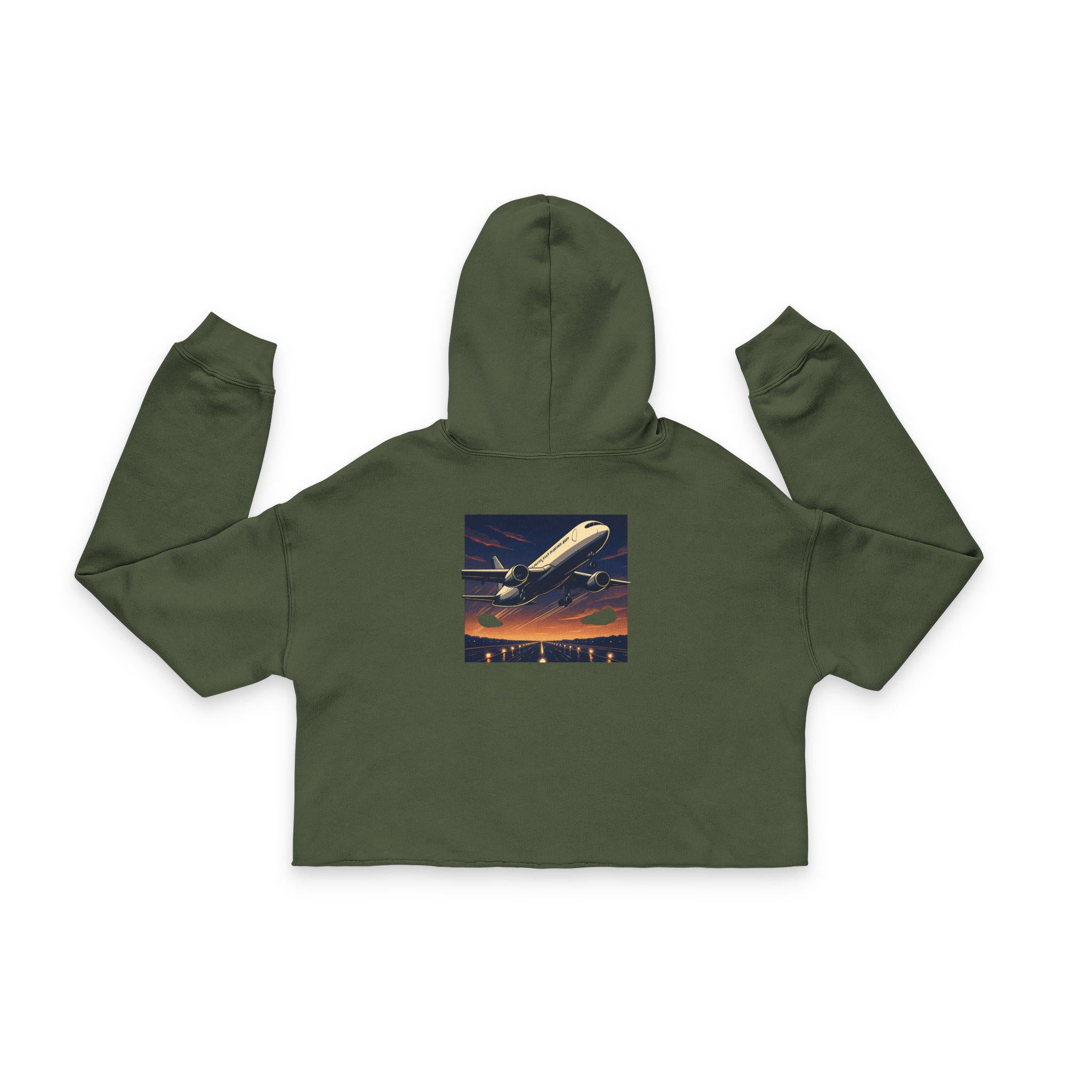 Inspirational Women's Cropped Hoodie aviation inspired, "Fly High, Dream Higher", Casual Streetwear