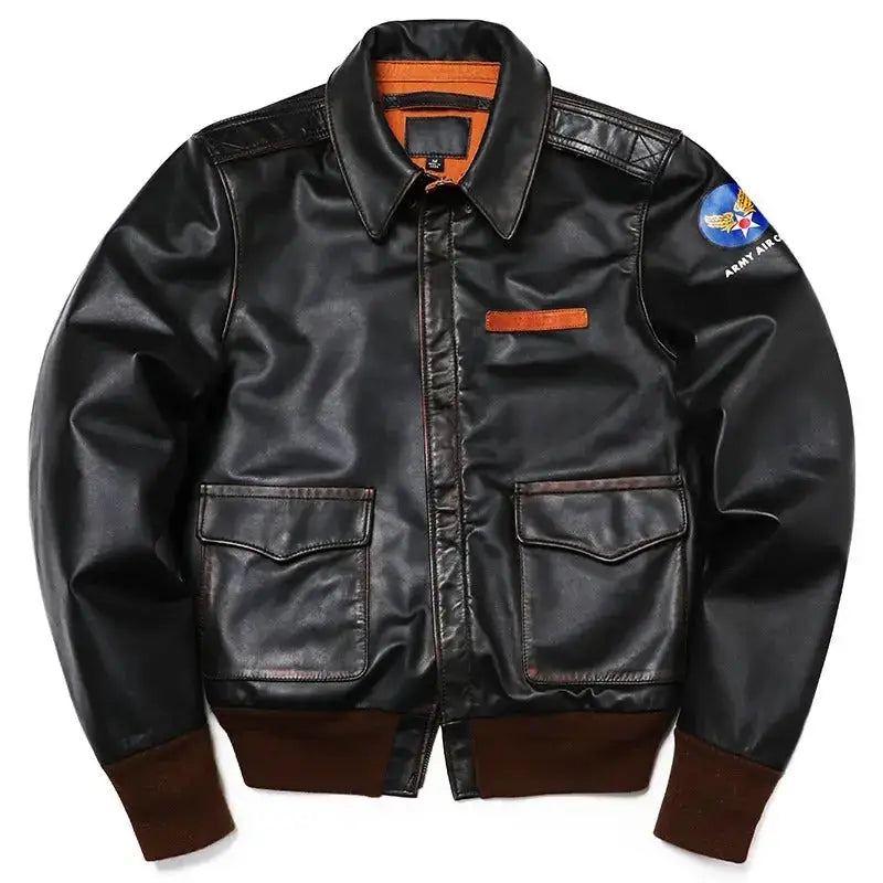 Mens Leather Aviator Flight Jacket