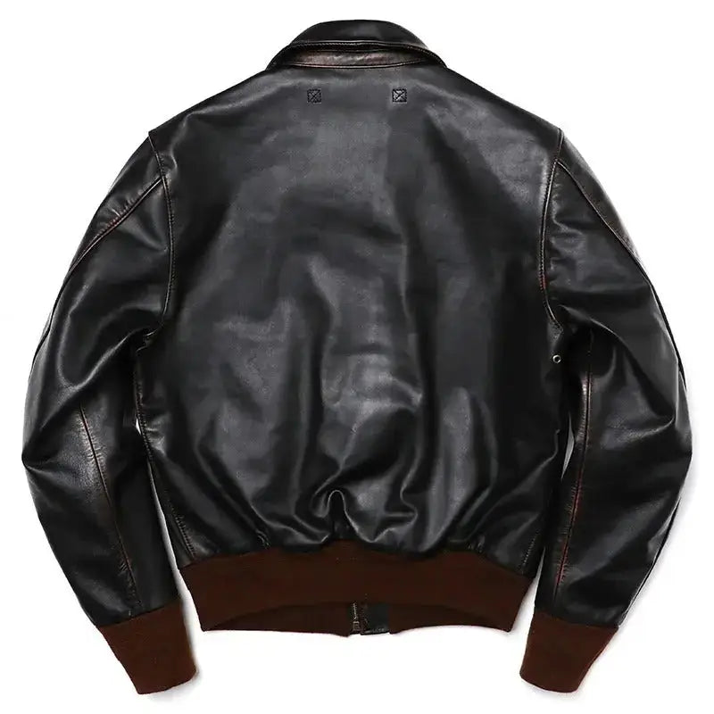 Mens Leather Aviator Flight Jacket