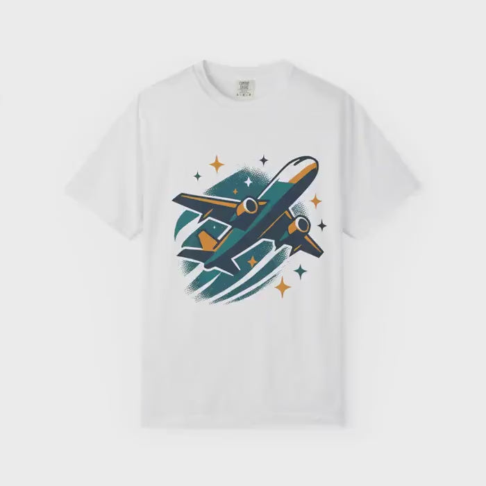 Cotton Airplane Graphic Tee: Aviation Themed Gift for Pilots
