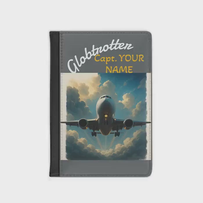 Personalized Aviation Passport Cover: Airplane Theme, RFID Faux Leather
