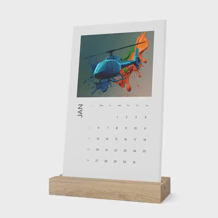 Modern Helicopter Themed Vertical Desk Calendar 2025 - Stylish Home Office Accessory