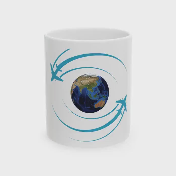 Globe Trotter Ceramic Airplane Coffee Mug: Travel Lover Gift