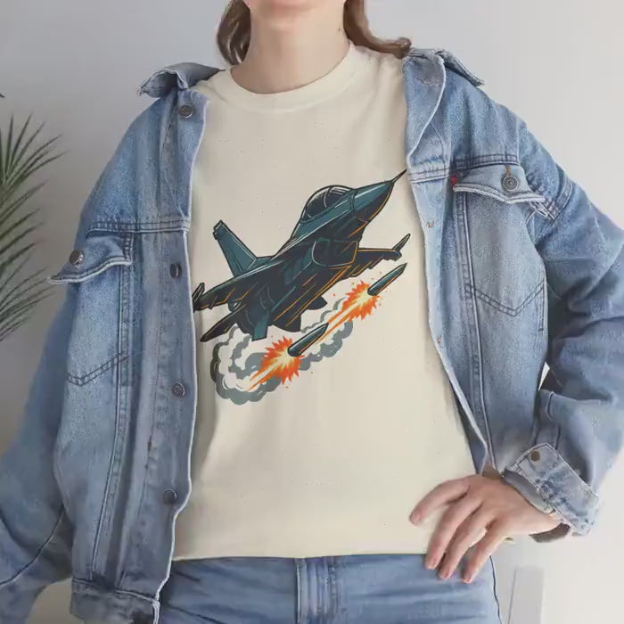 Cotton Fighter Jet Missile T-Shirt: Aviation Gift for Enthusiasts