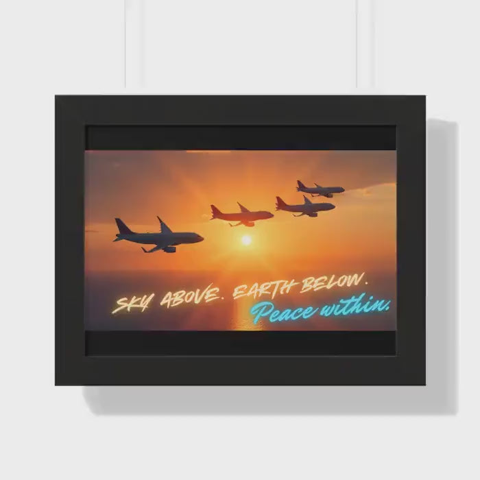 Aviation Decor Framed Horizontal Poster - Tranquil Airplane Art for Home, Motivational Print