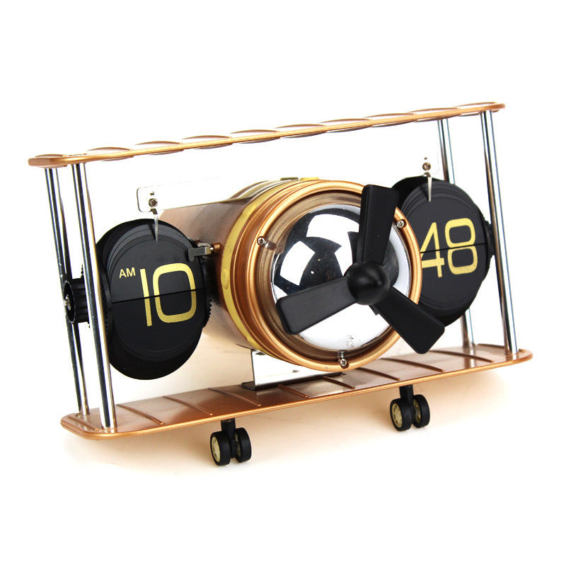 Flipping Clock, Creative Personality Art Modeling Clock, European-style Airplane Model Clock