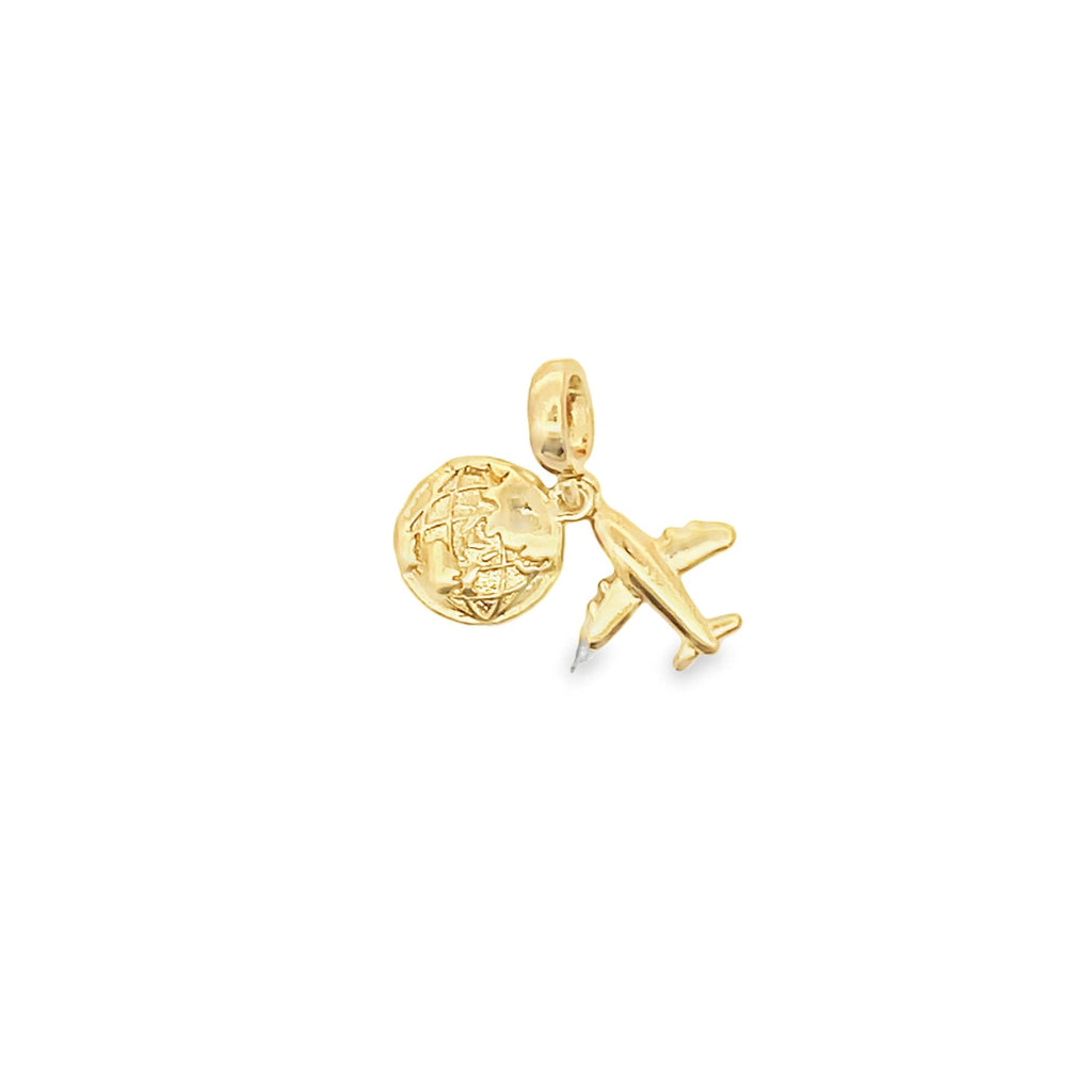 Enamel Airplane and Globe Pendant Charm