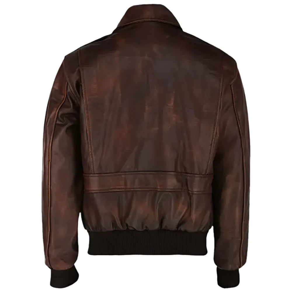 Men's Brown WWII Aviator Flying Bomber Leather Jacket