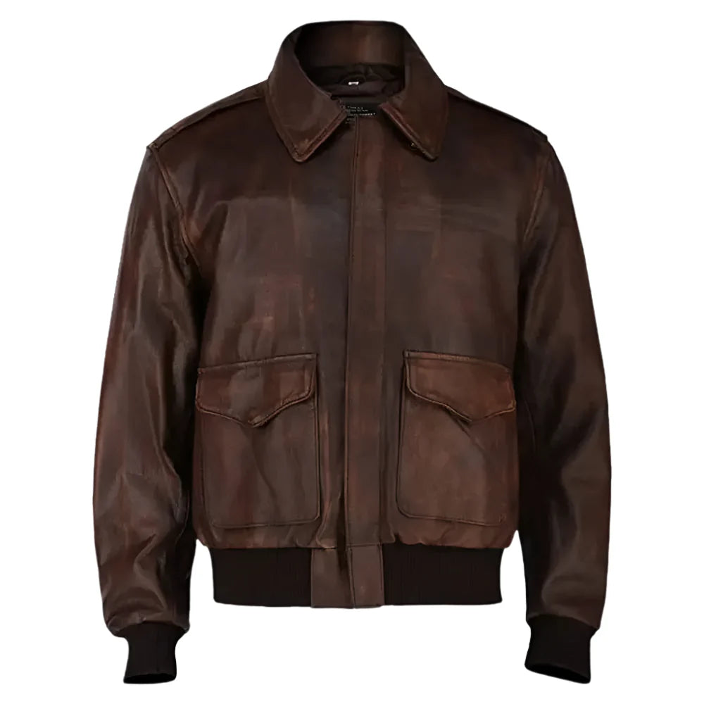 Men's Brown WWII Aviator Flying Bomber Leather Jacket