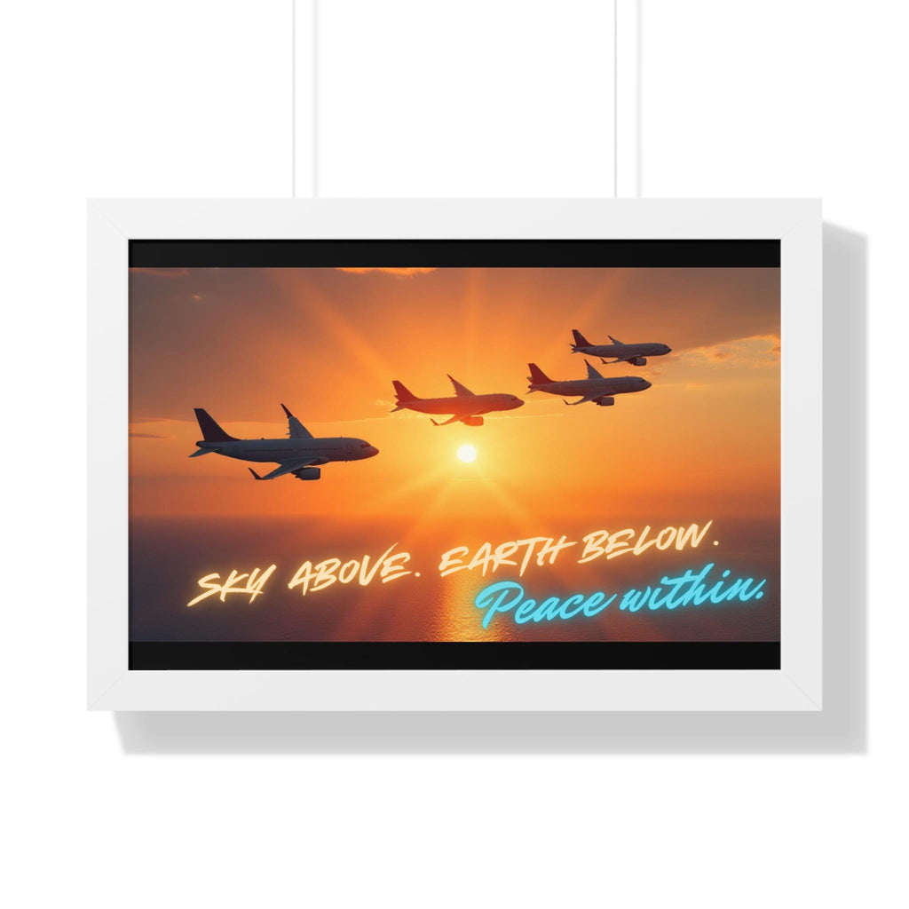Aviation Decor Framed Horizontal Poster - Tranquil Airplane Art for Home, Motivational Print