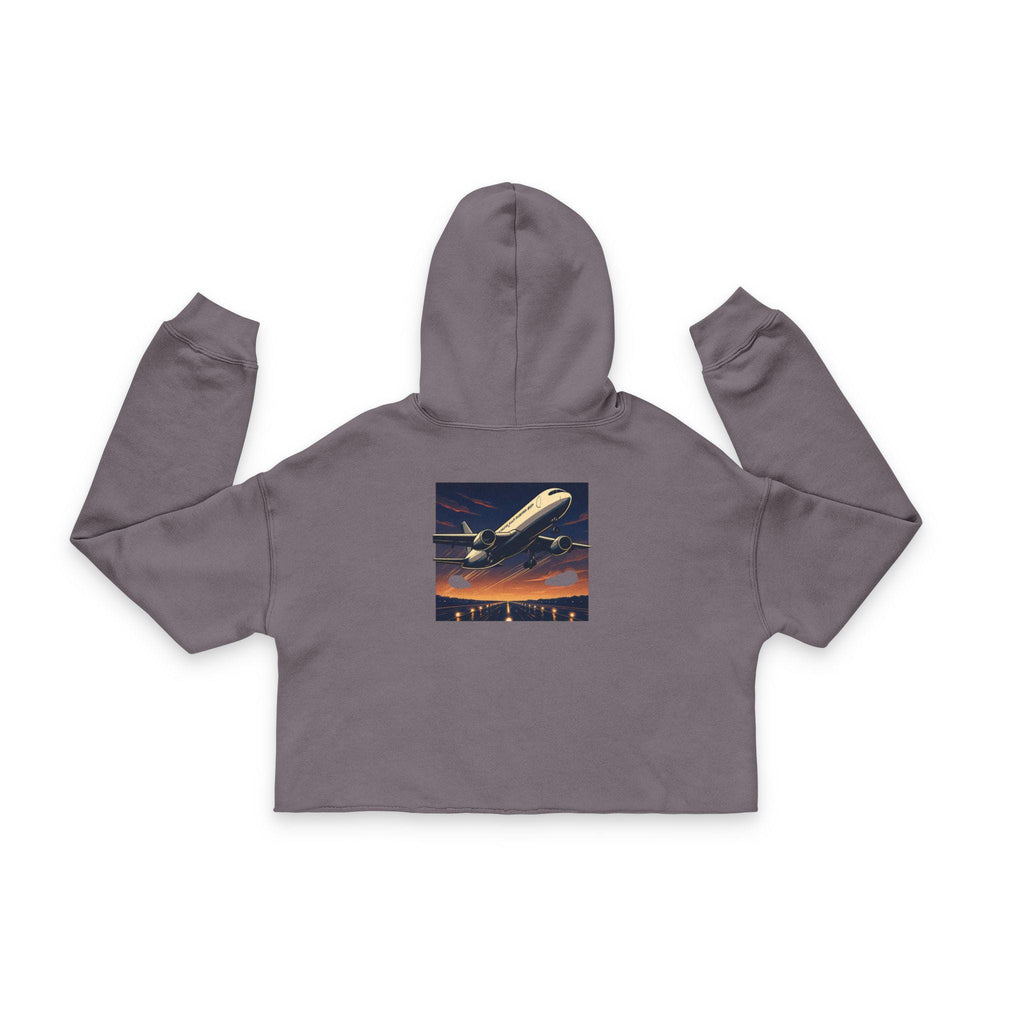 Inspirational Women's Cropped Hoodie aviation inspired, "Fly High, Dream Higher", Casual Streetwear