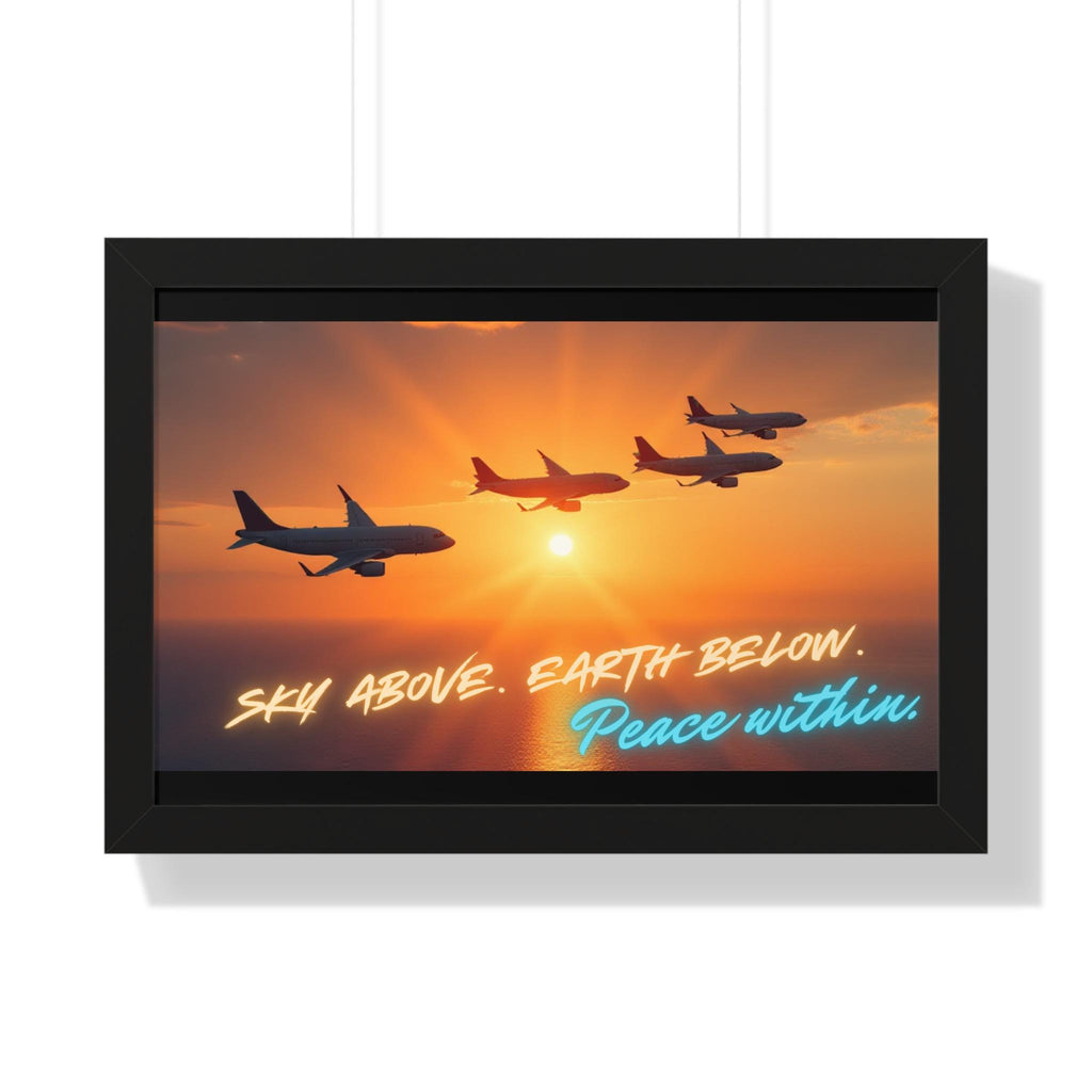 Aviation Decor Framed Horizontal Poster - Tranquil Airplane Art for Home, Motivational Print