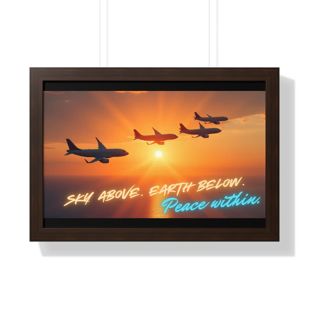 Aviation Decor Framed Horizontal Poster - Tranquil Airplane Art for Home, Motivational Print