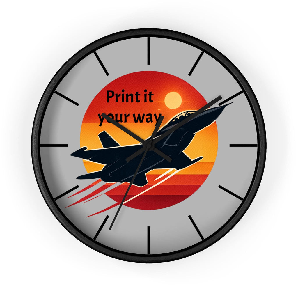 Jet Fighter Sunset Wall Clock | Military Aviation Decor, Pilot Room Clock