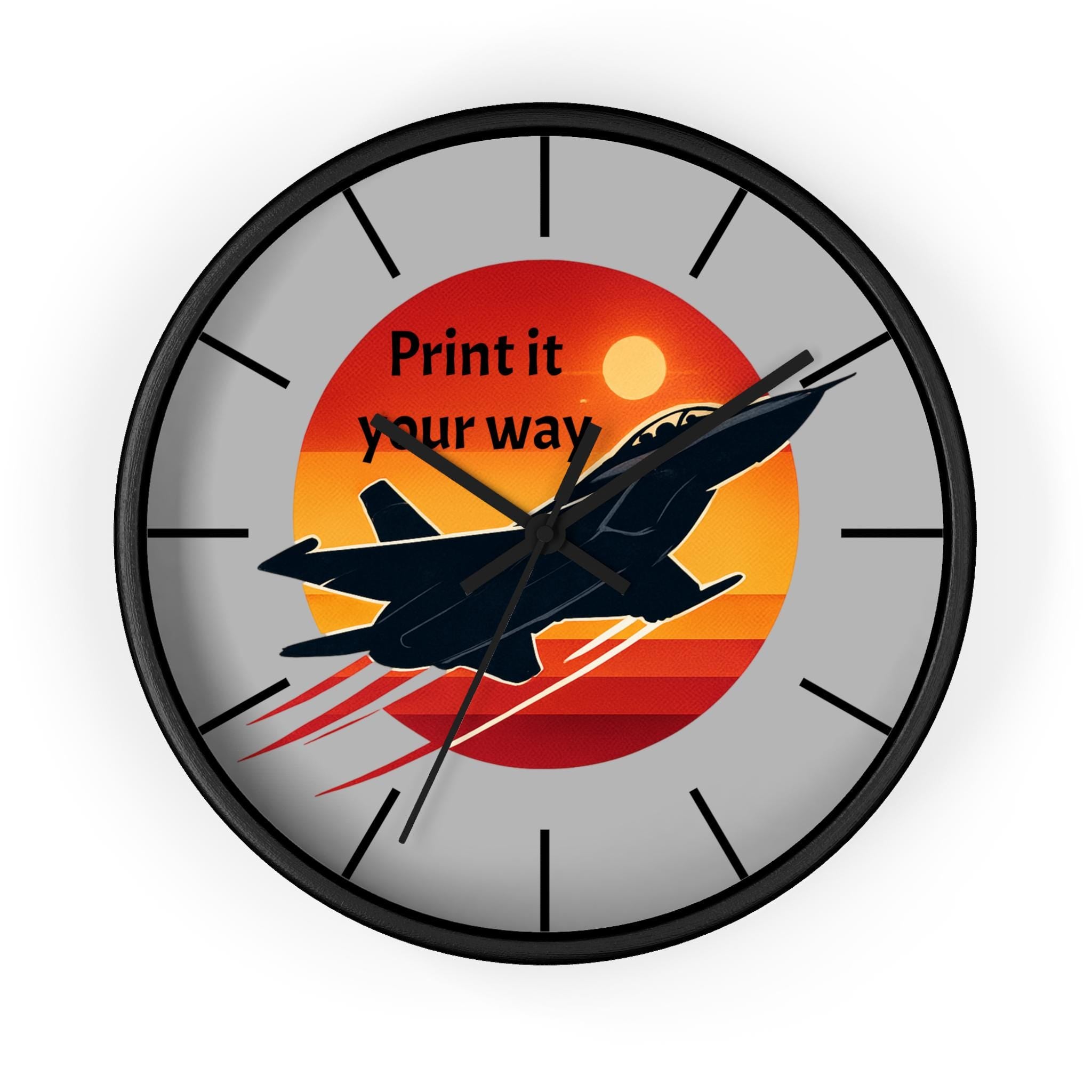 Jet Fighter Sunset Wall Clock | Military Aviation Decor, Pilot Room Clock