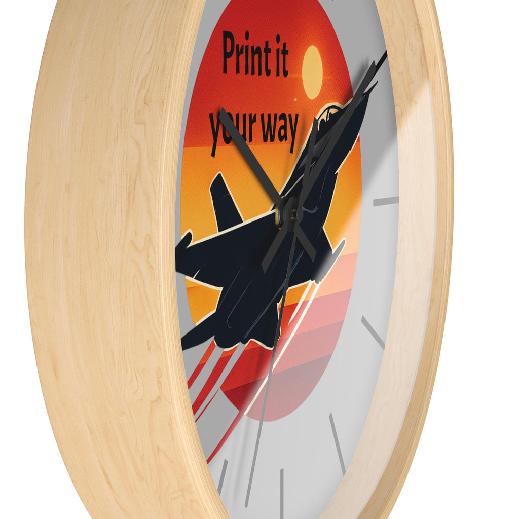 Jet Fighter Sunset Wall Clock | Military Aviation Decor, Pilot Room Clock
