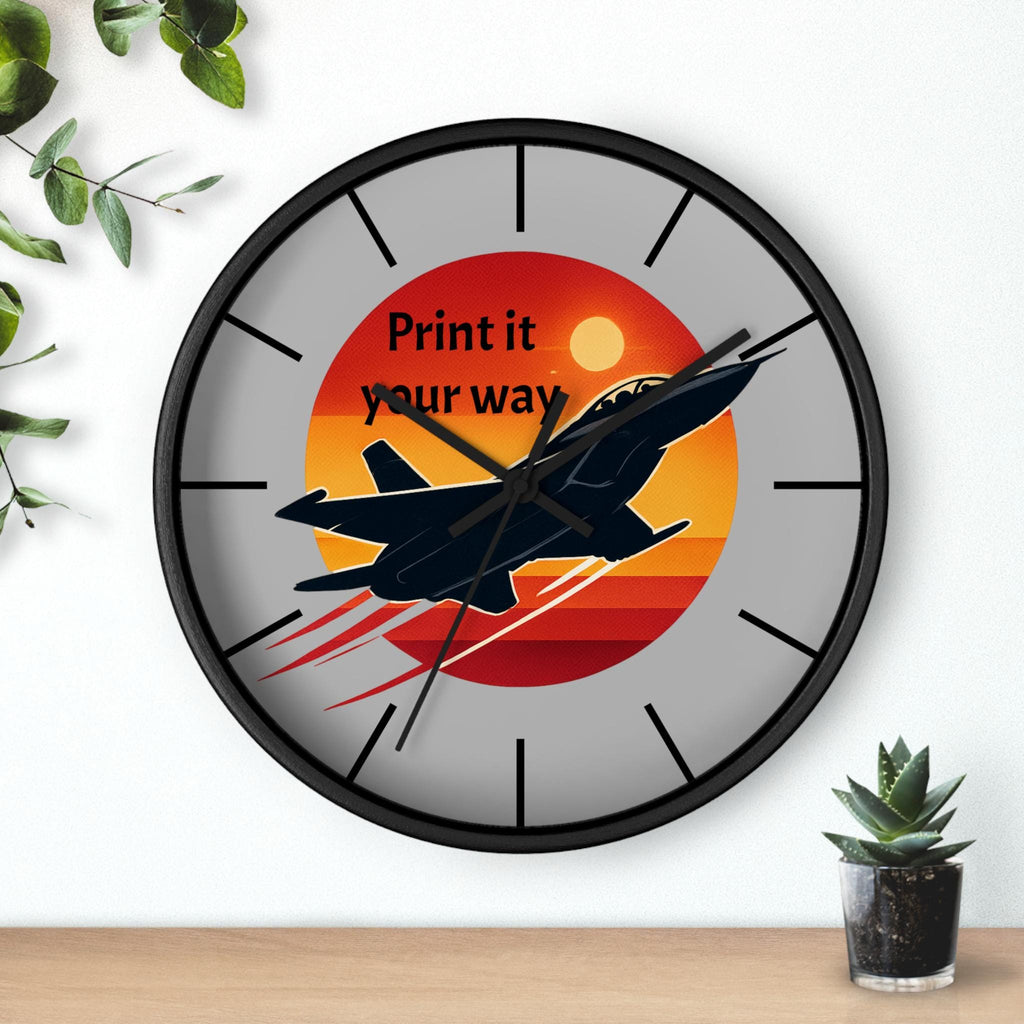 Jet Fighter Sunset Wall Clock | Military Aviation Decor, Pilot Room Clock