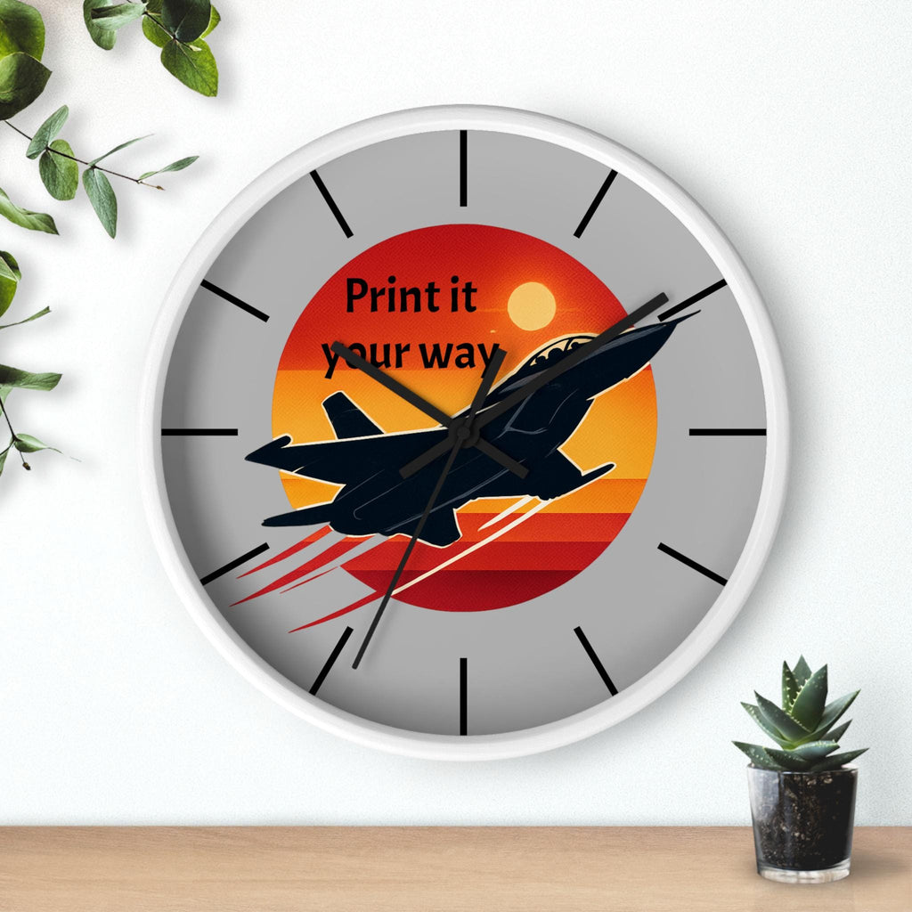Jet Fighter Sunset Wall Clock | Military Aviation Decor, Pilot Room Clock