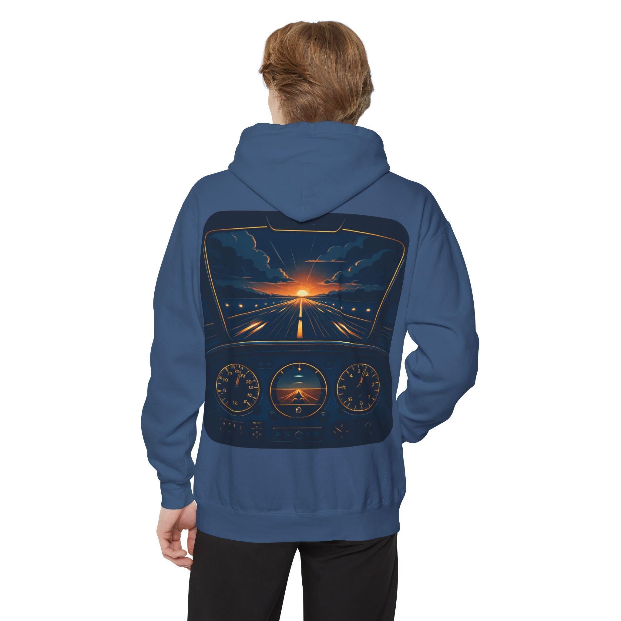 Pilot Cockpit Hoodie, Aviation Sweatshirt, Feel the Vibe, Fly the Style, Unisex Garment-Dyed Hoodie, Airplane Apparel