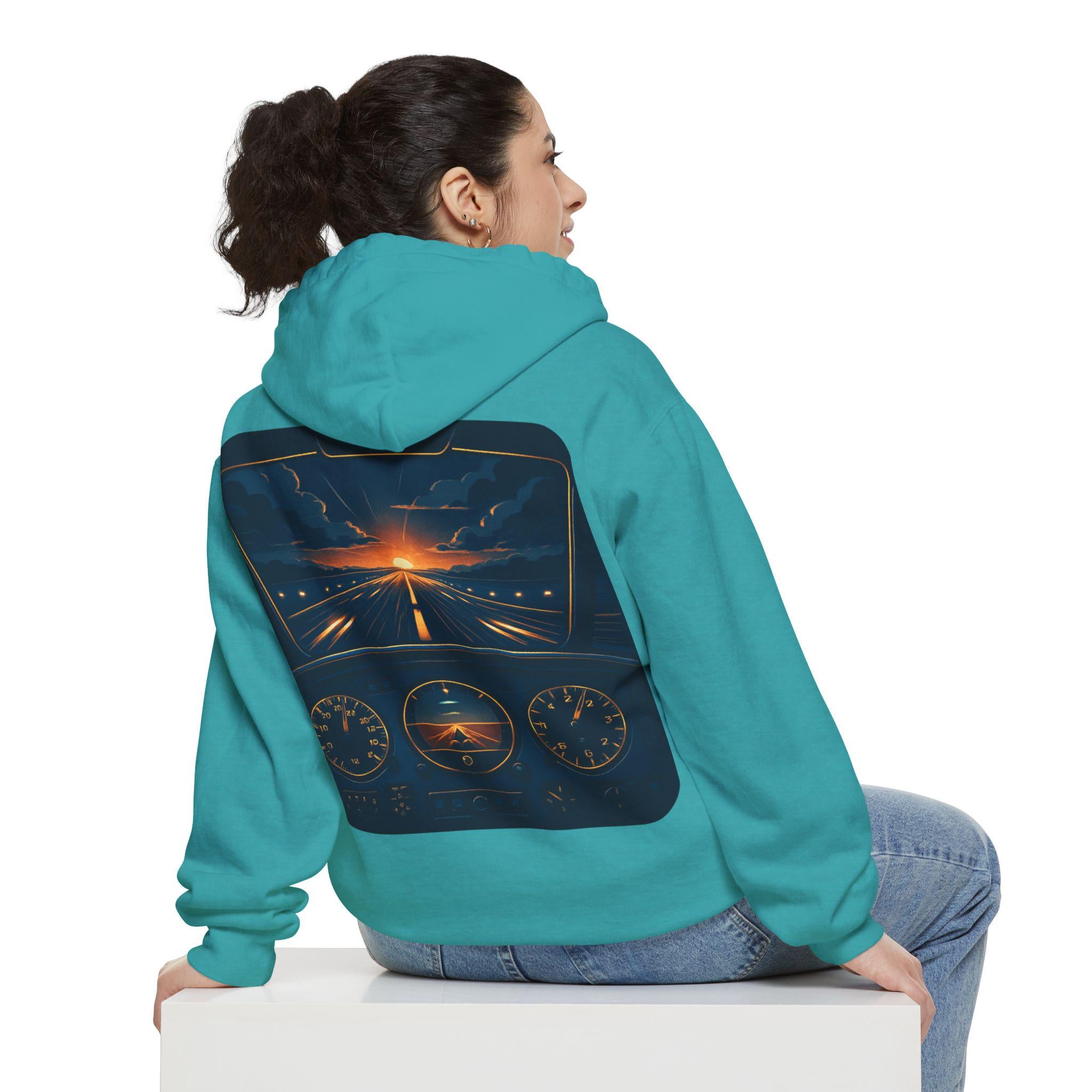 Pilot Cockpit Hoodie, Aviation Sweatshirt, Feel the Vibe, Fly the Style, Unisex Garment-Dyed Hoodie, Airplane Apparel