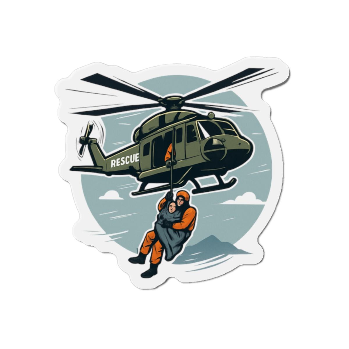 Survivor Helicopter Rescue Die-Cut Magnet, Magnet for Fridge, Unique Gift, Home Decor, Refrigerator Magnet, Aviation Lover Gift