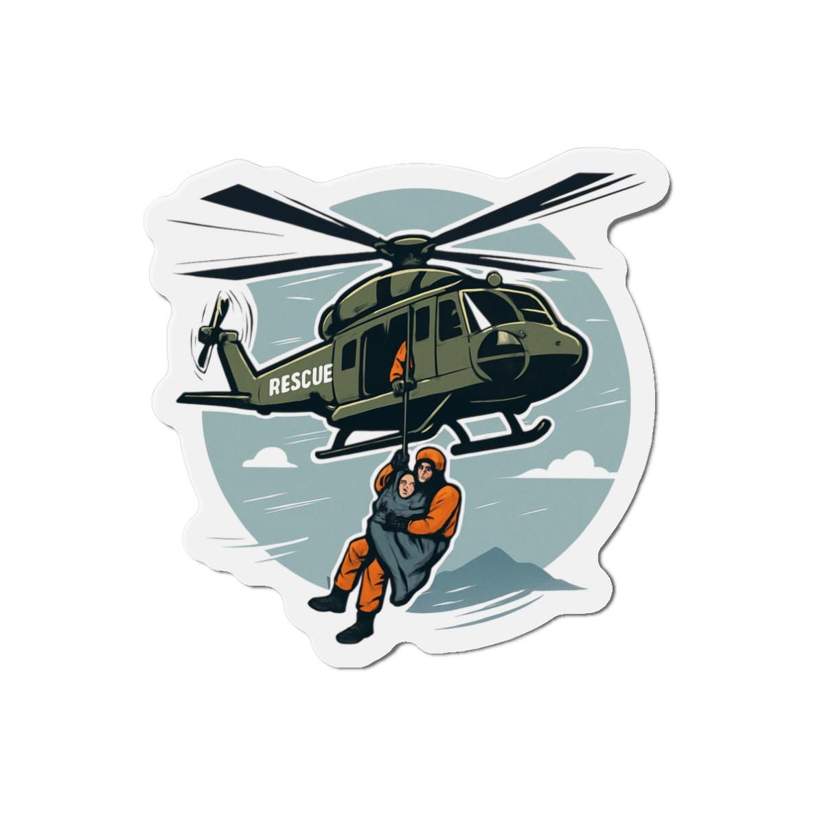 Survivor Helicopter Rescue Die-Cut Magnet, Magnet for Fridge, Unique Gift, Home Decor, Refrigerator Magnet, Aviation Lover Gift