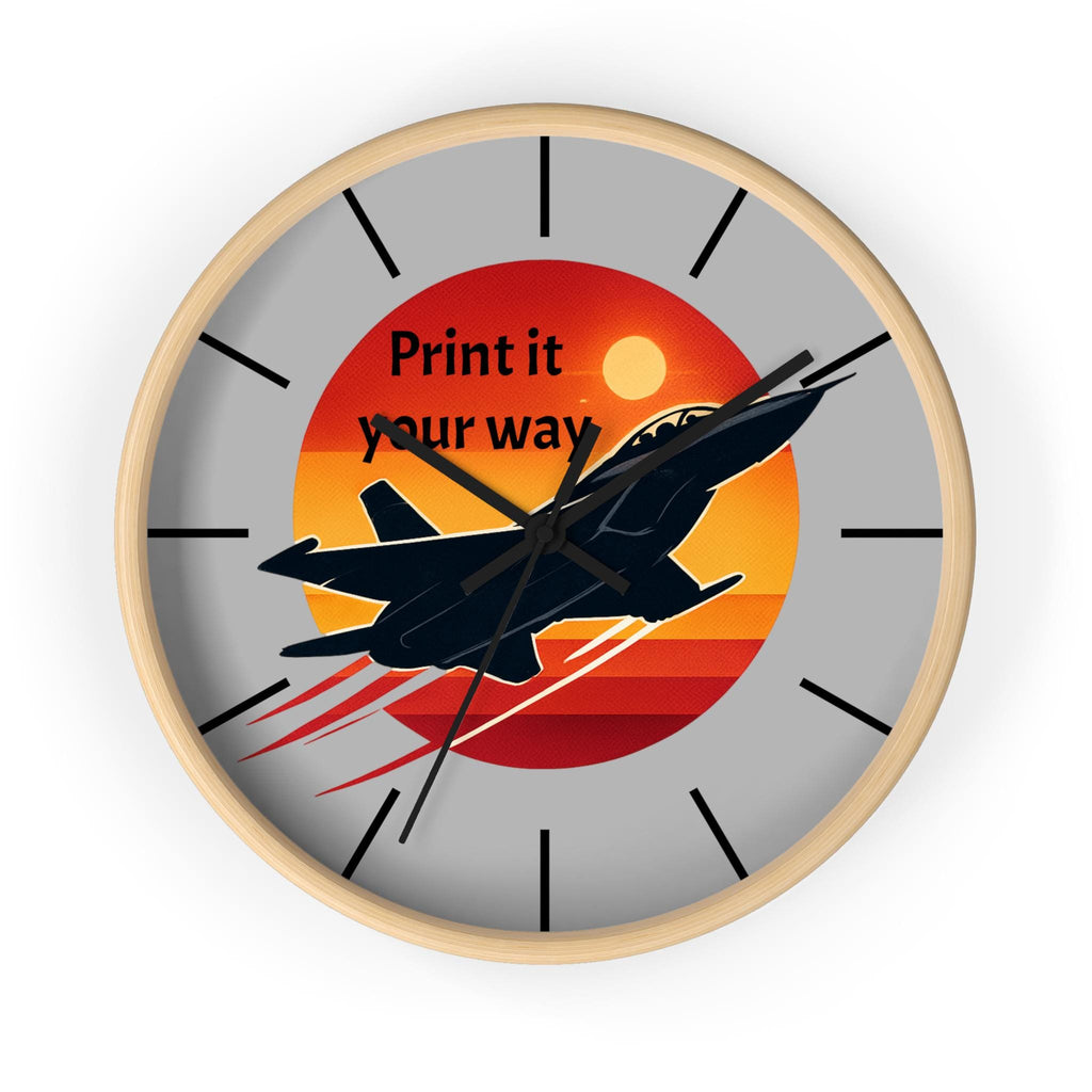Jet Fighter Sunset Wall Clock | Military Aviation Decor, Pilot Room Clock