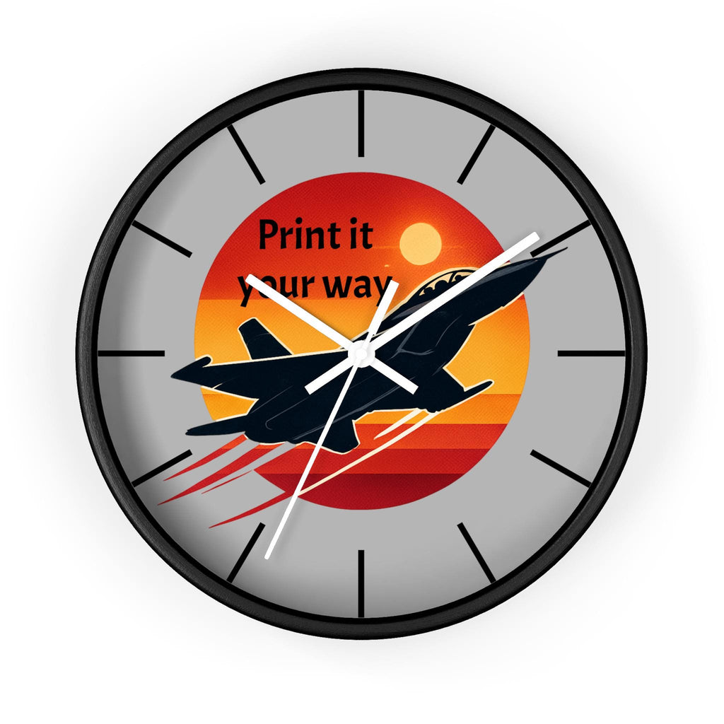 Jet Fighter Sunset Wall Clock | Military Aviation Decor, Pilot Room Clock