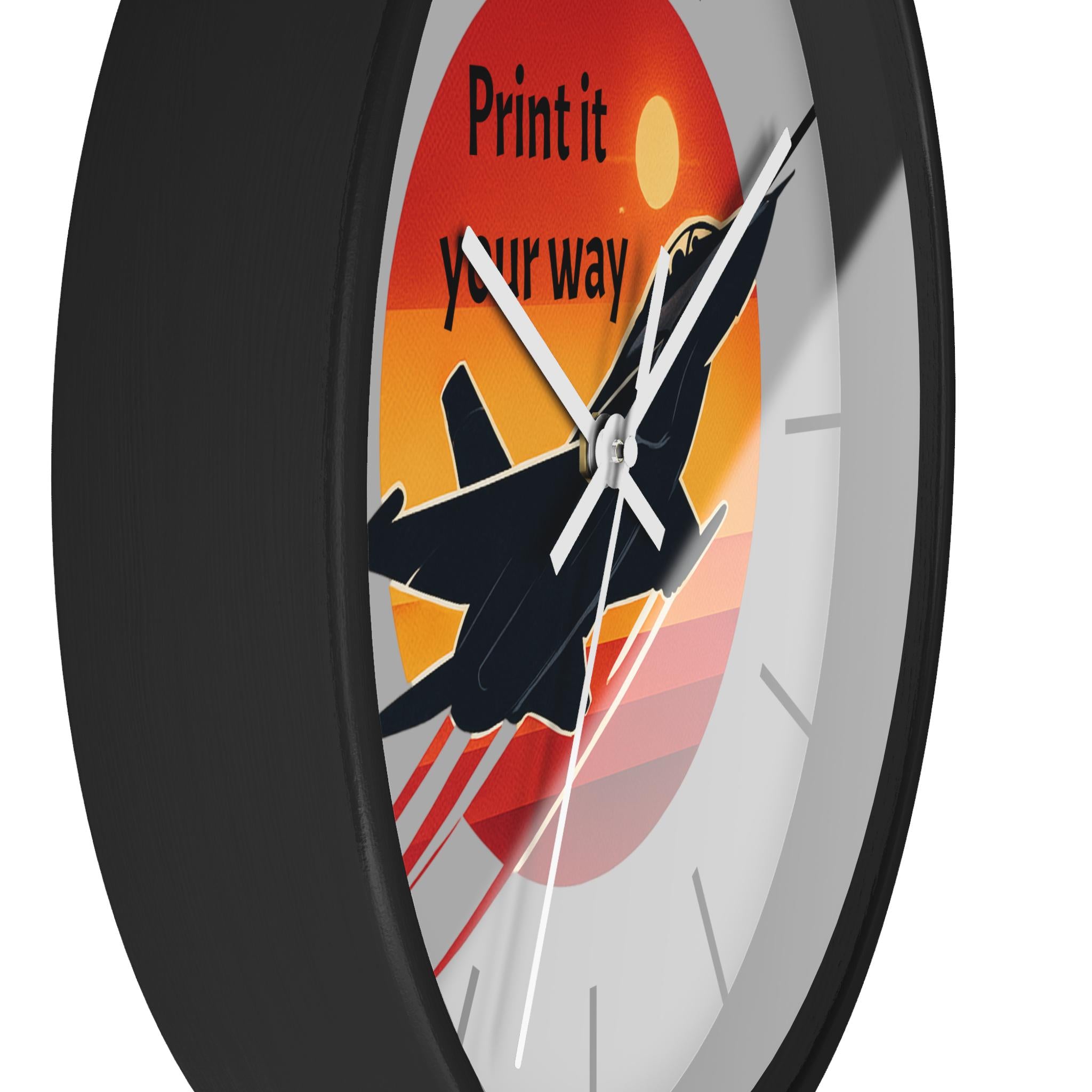 Jet Fighter Sunset Wall Clock | Military Aviation Decor, Pilot Room Clock