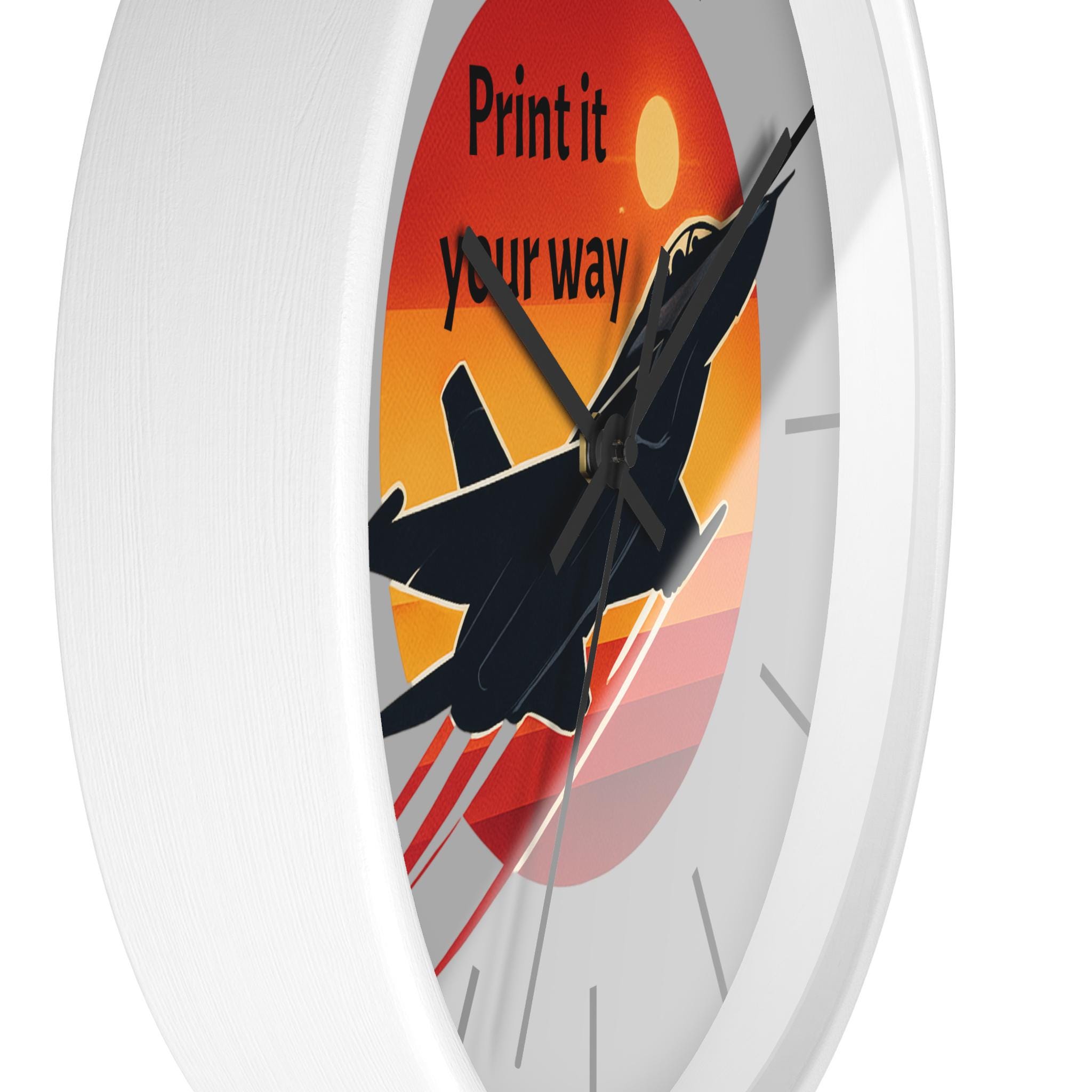 Jet Fighter Sunset Wall Clock | Military Aviation Decor, Pilot Room Clock