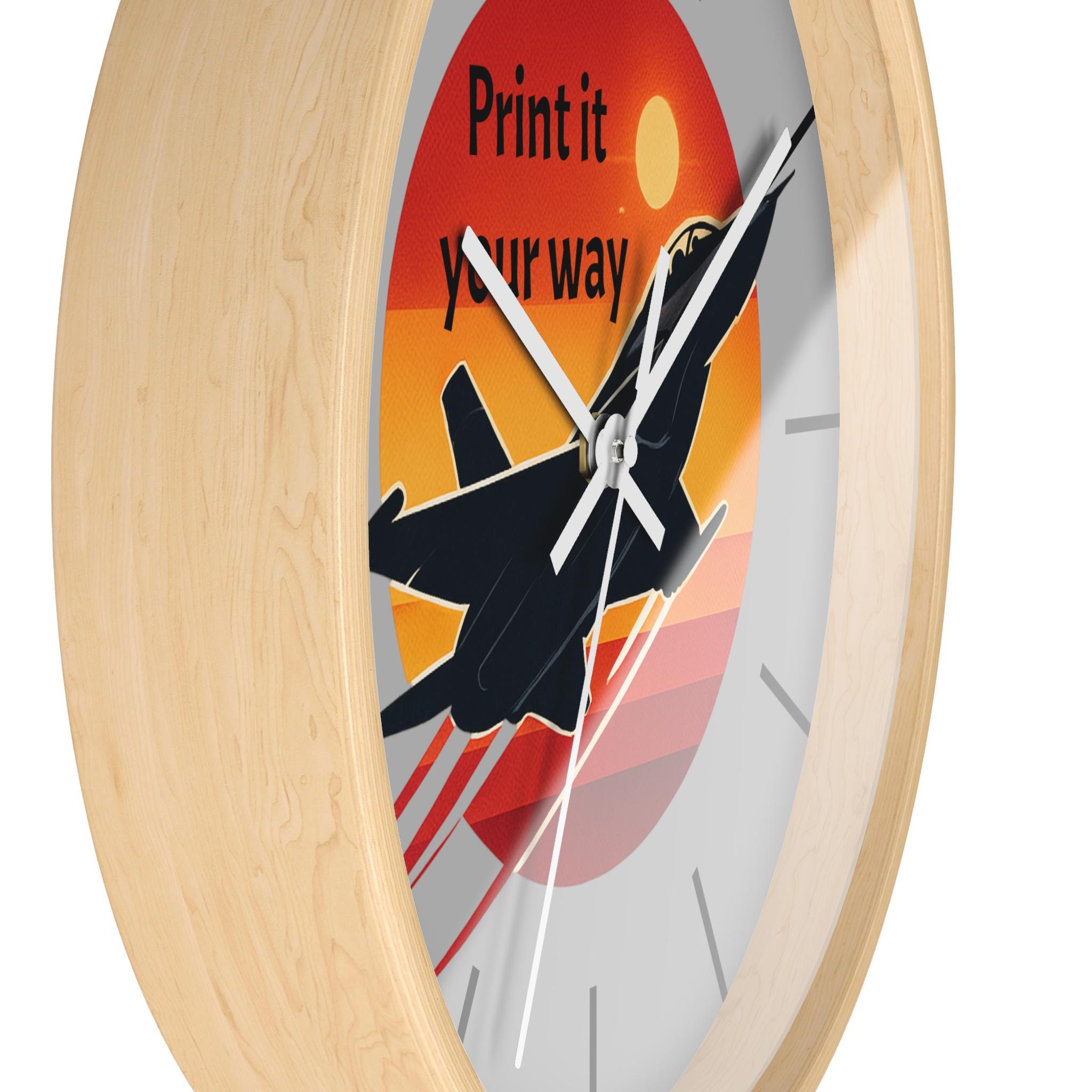 Jet Fighter Sunset Wall Clock | Military Aviation Decor, Pilot Room Clock